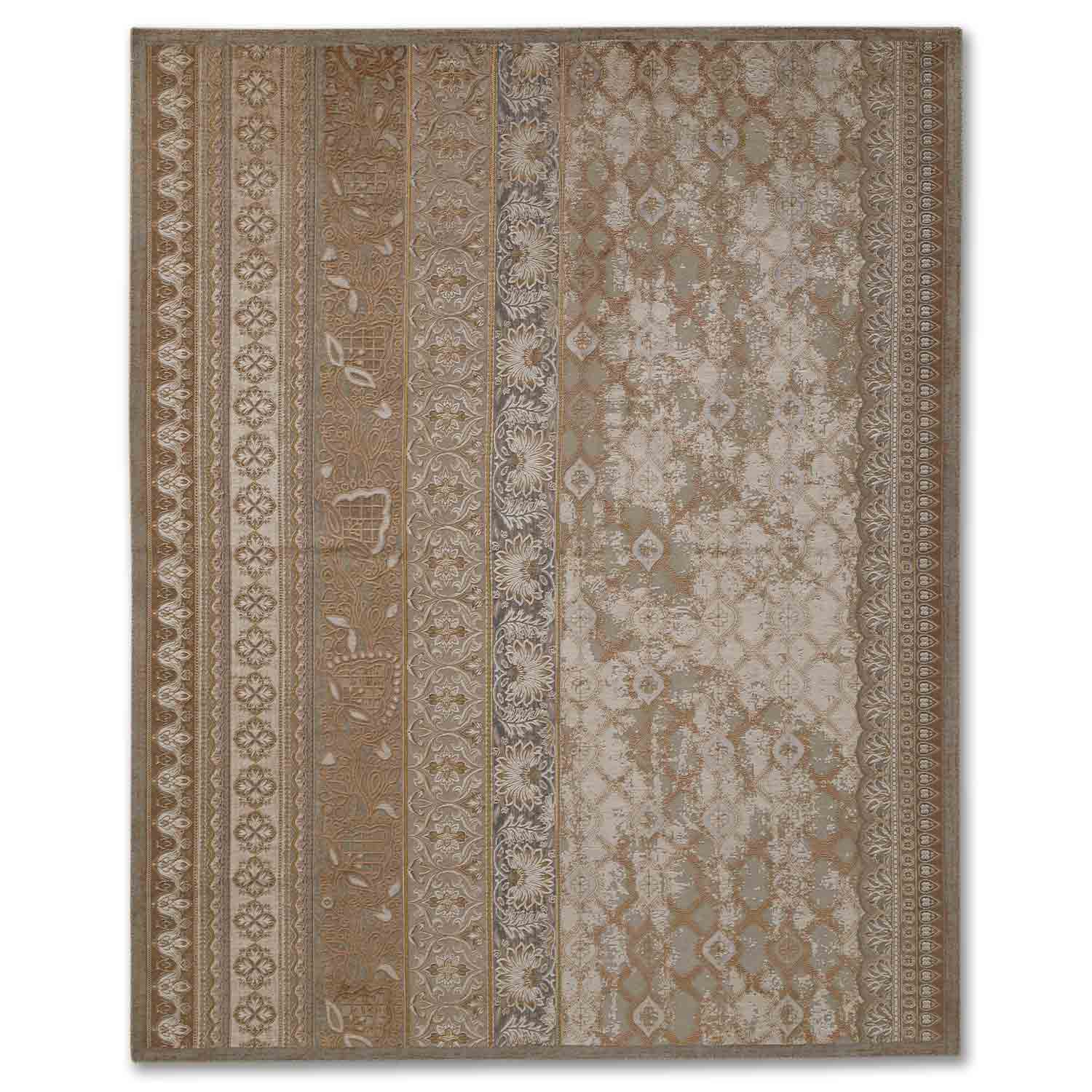 Sepia Hand Knotted Woollen Viscose And Silk Rug By Tarun Tahiliani