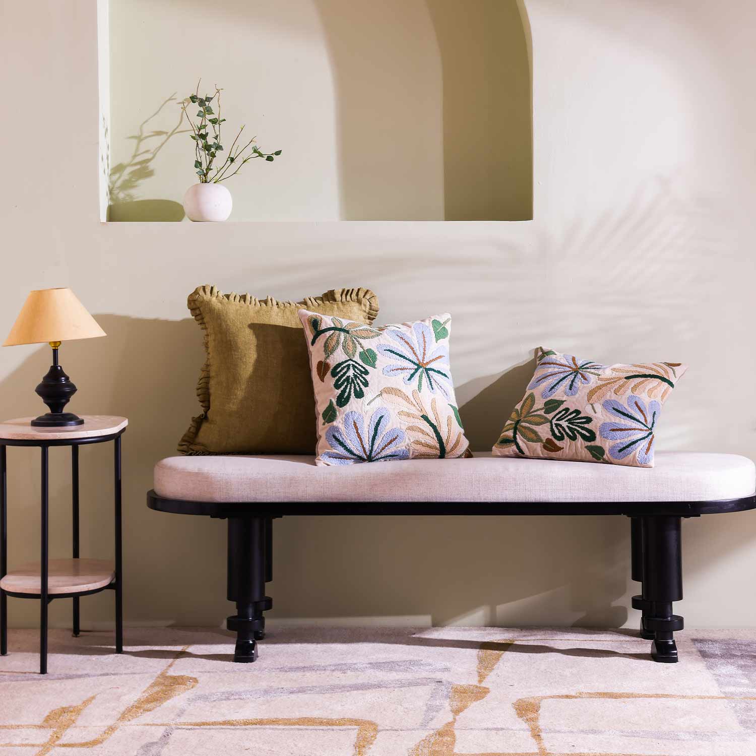 Bloom Embroidered Cotton Flex Cushion Cover