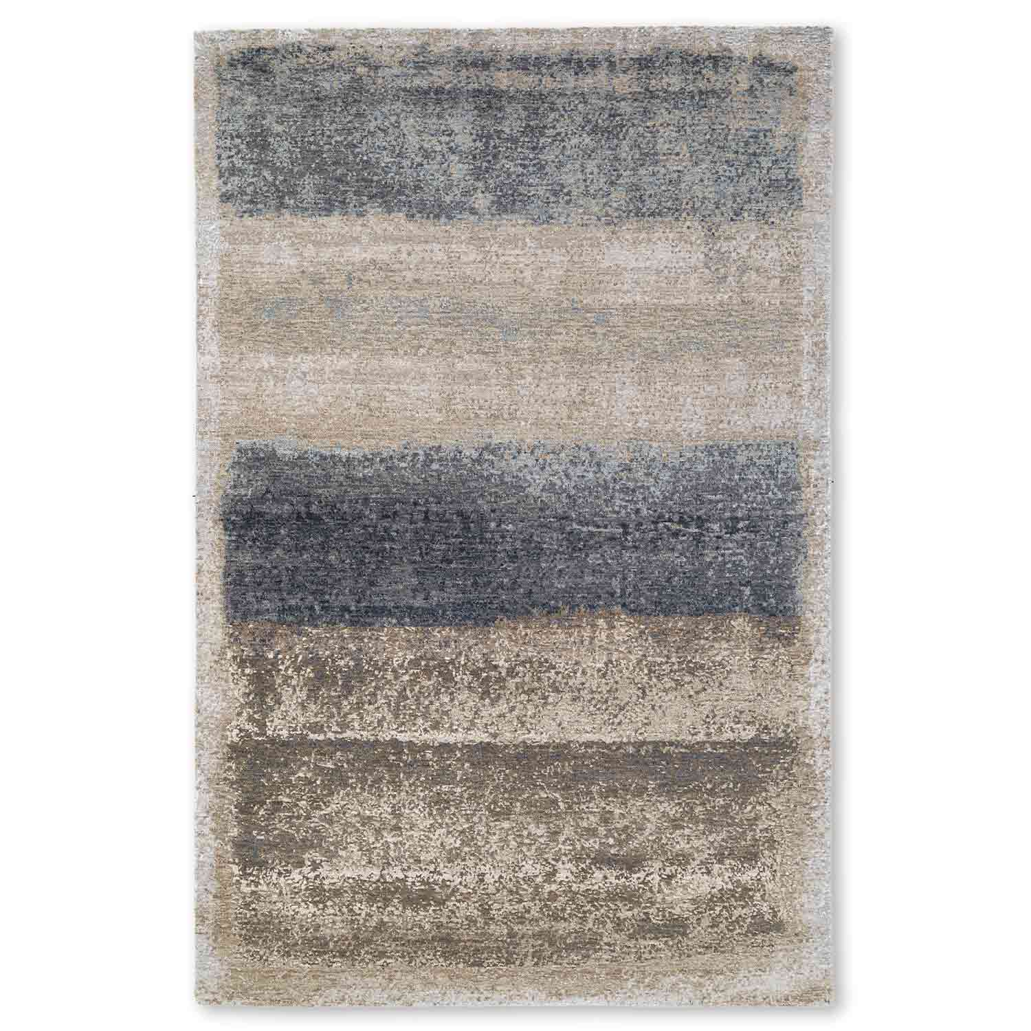 Taupe Hand Knotted Woollen And Silk Rug