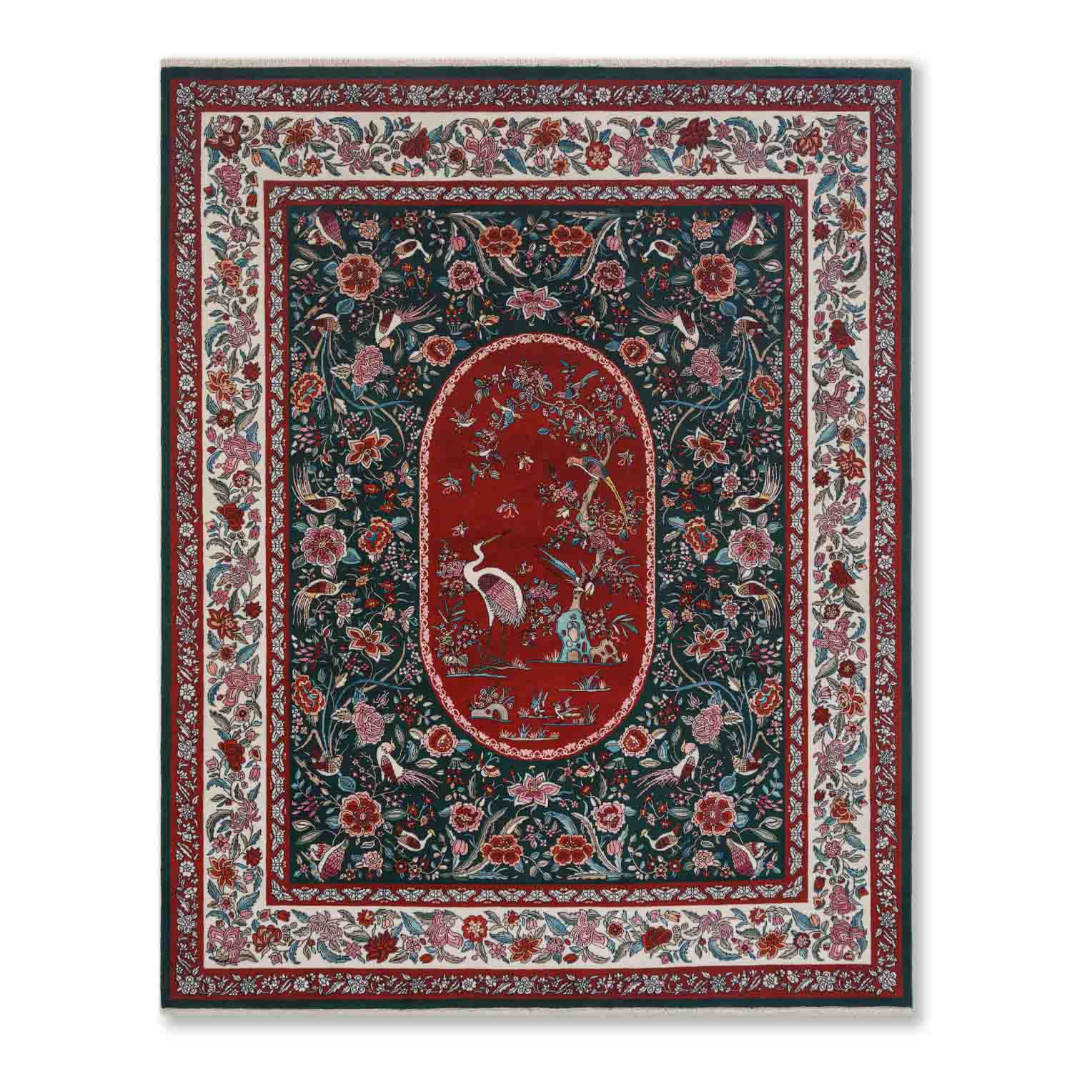 Safavid Hand Knotted Woollen And Silk Rug By Ashdeen