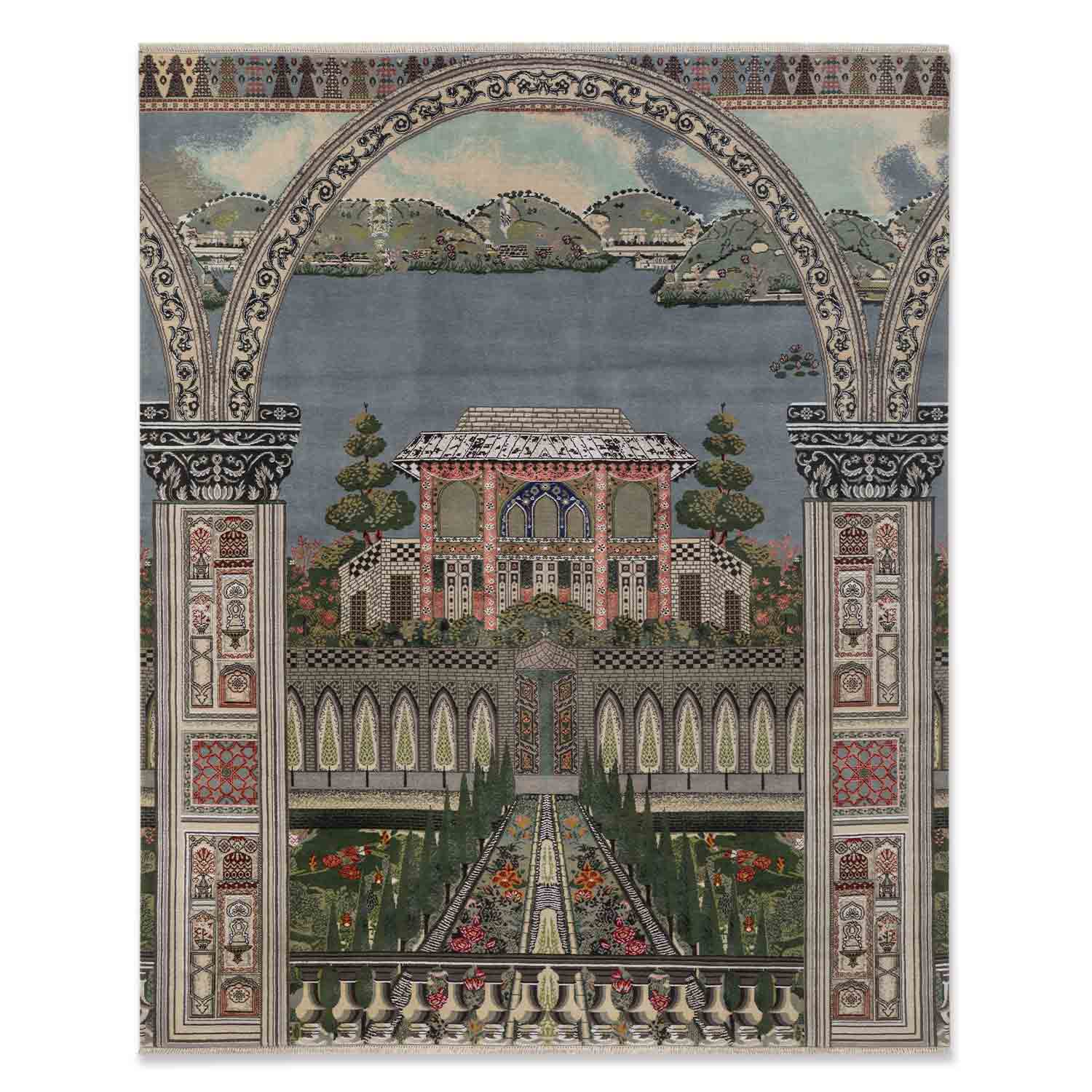 Mughal Gardens Hand Knotted Woollen And Viscose Rug By Anita Dalmia