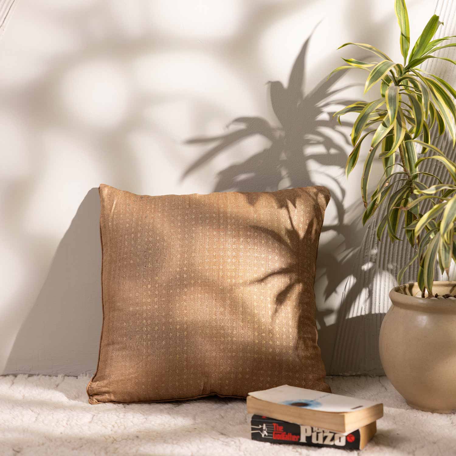 Kalamkari Silk block printed and gold print Cushion Cover