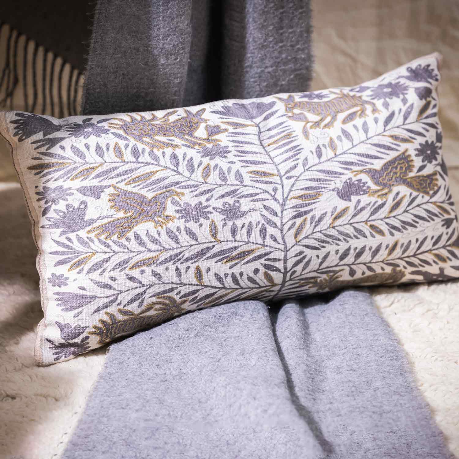 Freida Cotton Slub Digital Printed Lumbar Cushion Cover