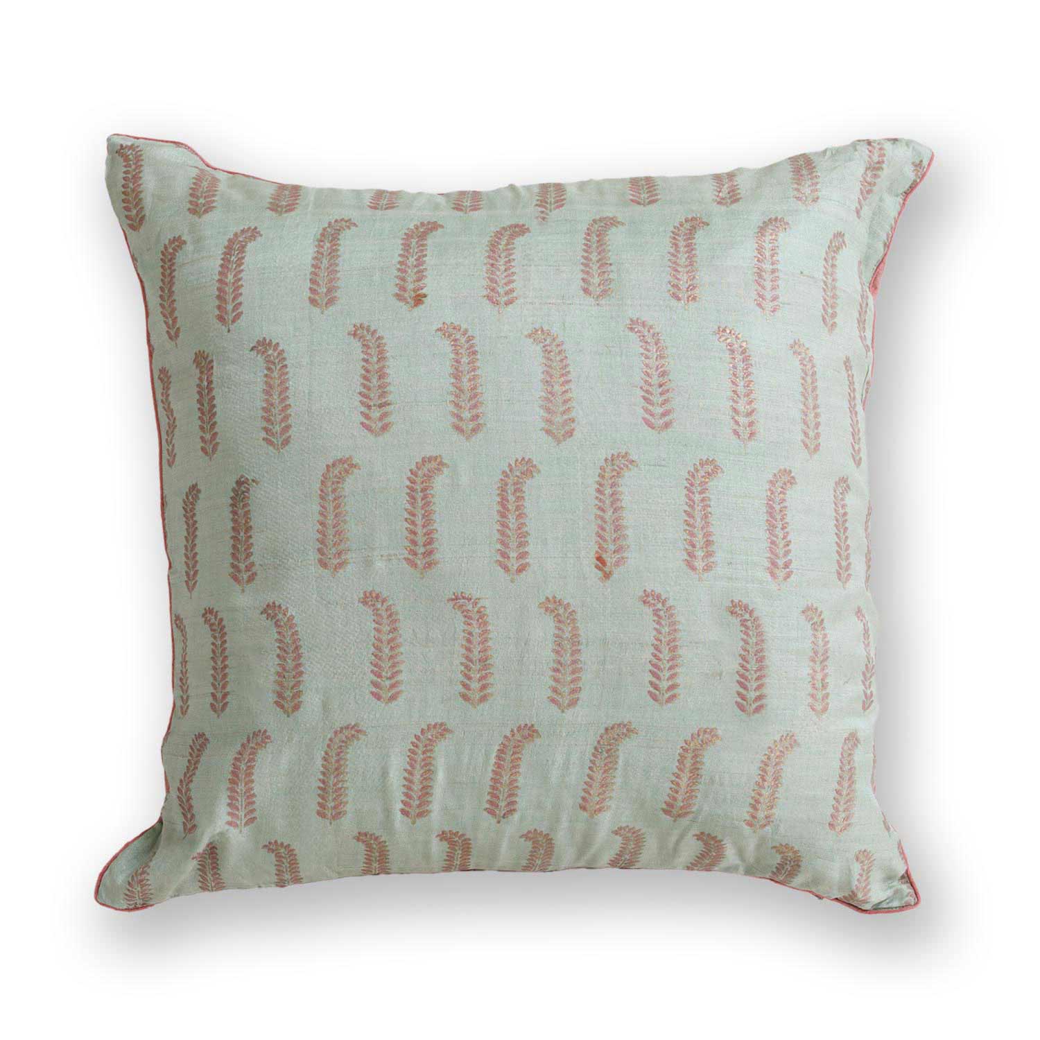 Resham Silk block printed and gold printed Cushion Cover