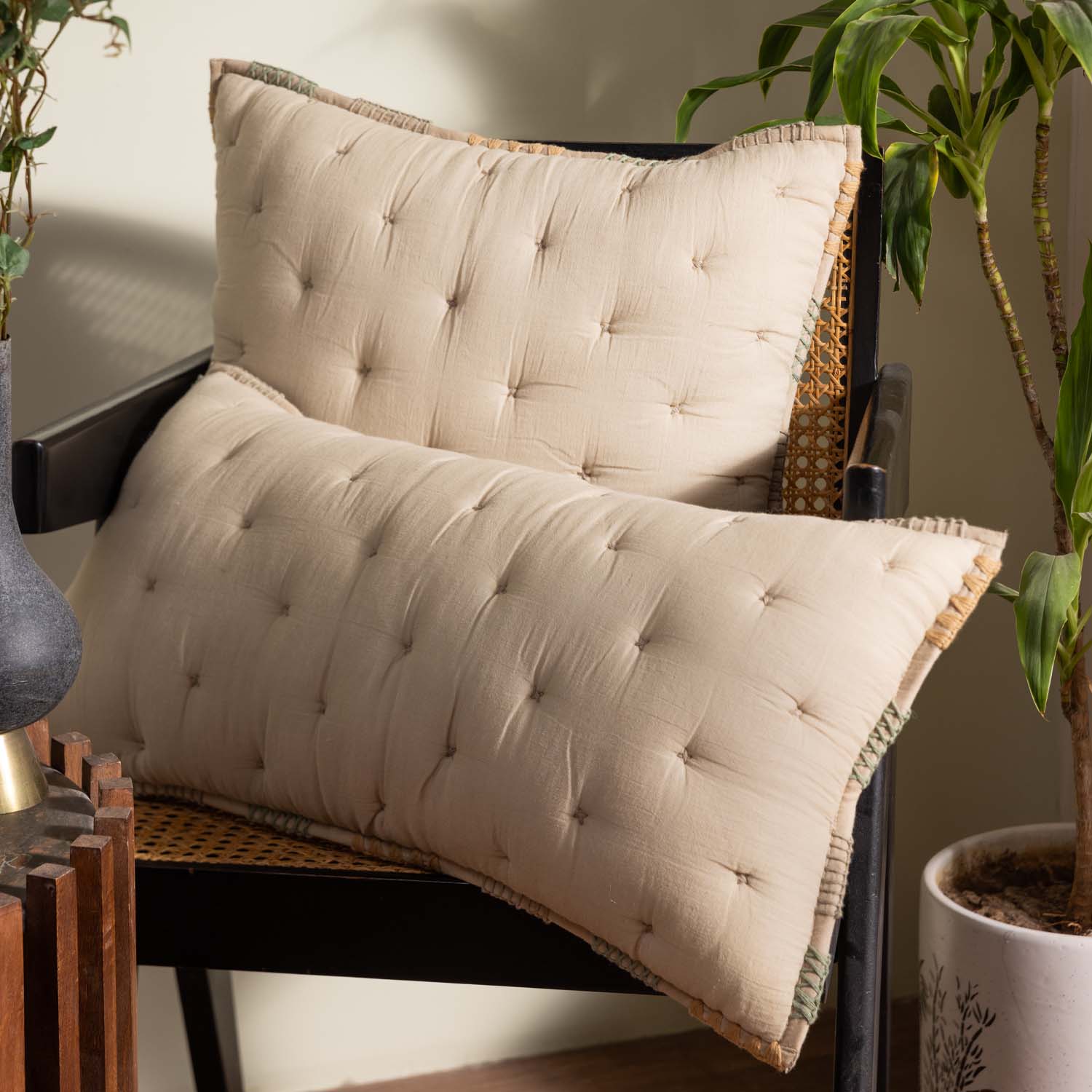 Cotton Hand embroidered Aeris Lumbar Cushion Cover