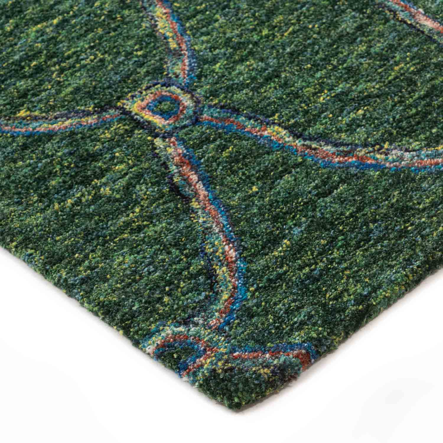 Giusta Peacock Colour Hand Tufted Woollen Rug By Mariella Ienna