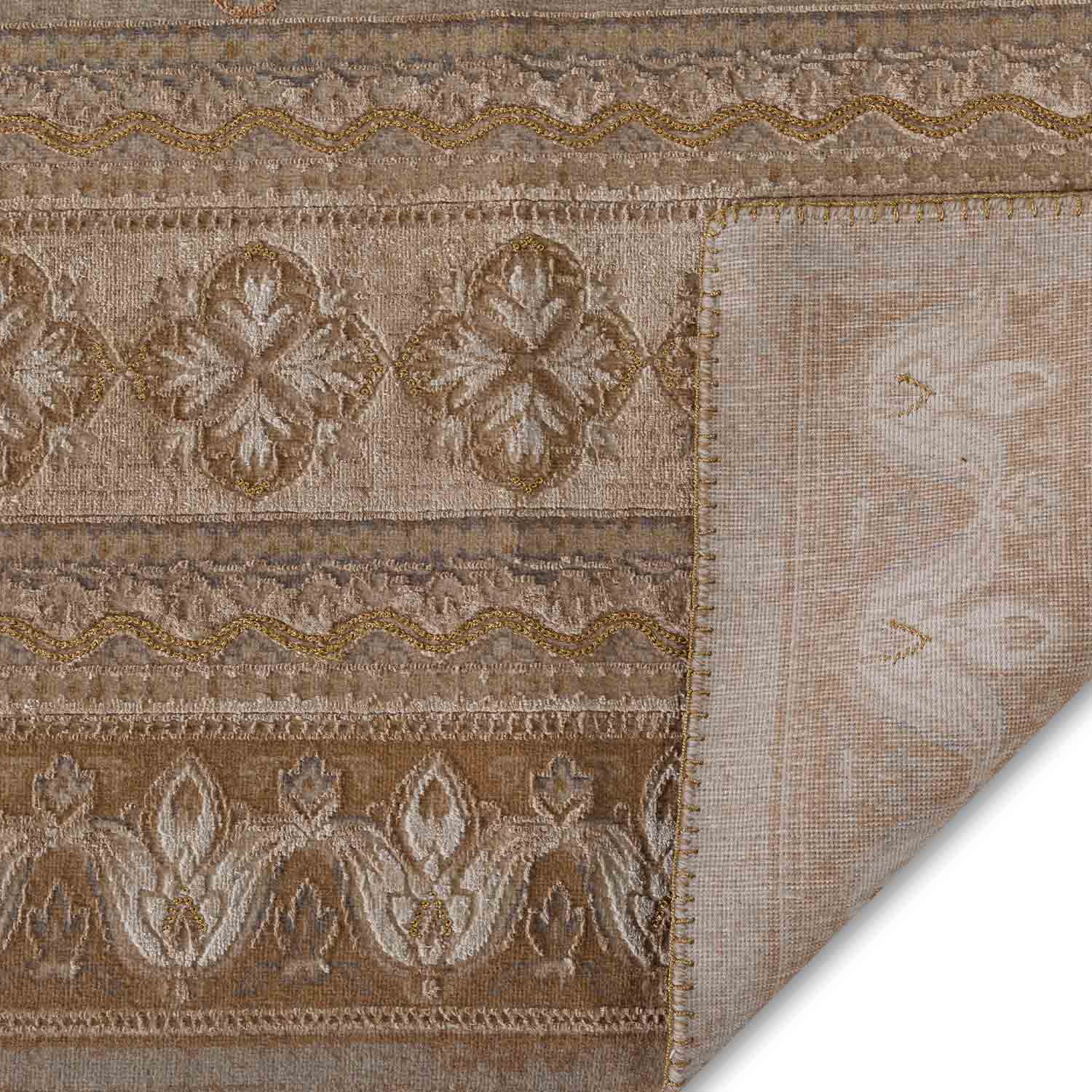 Sepia Hand Knotted Woollen Viscose And Silk Rug By Tarun Tahiliani