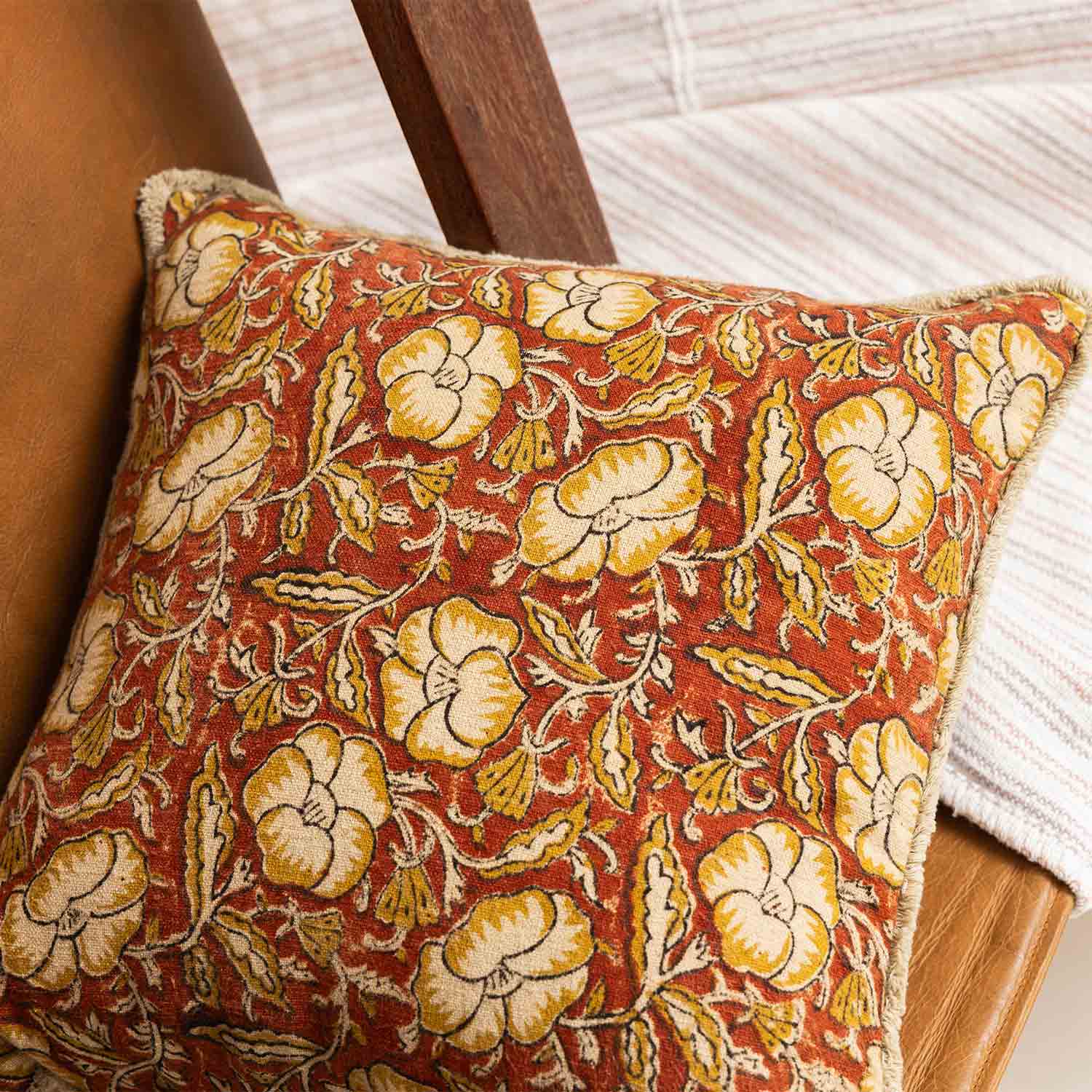 Rustic Bagru Block Printed Cushion Cover