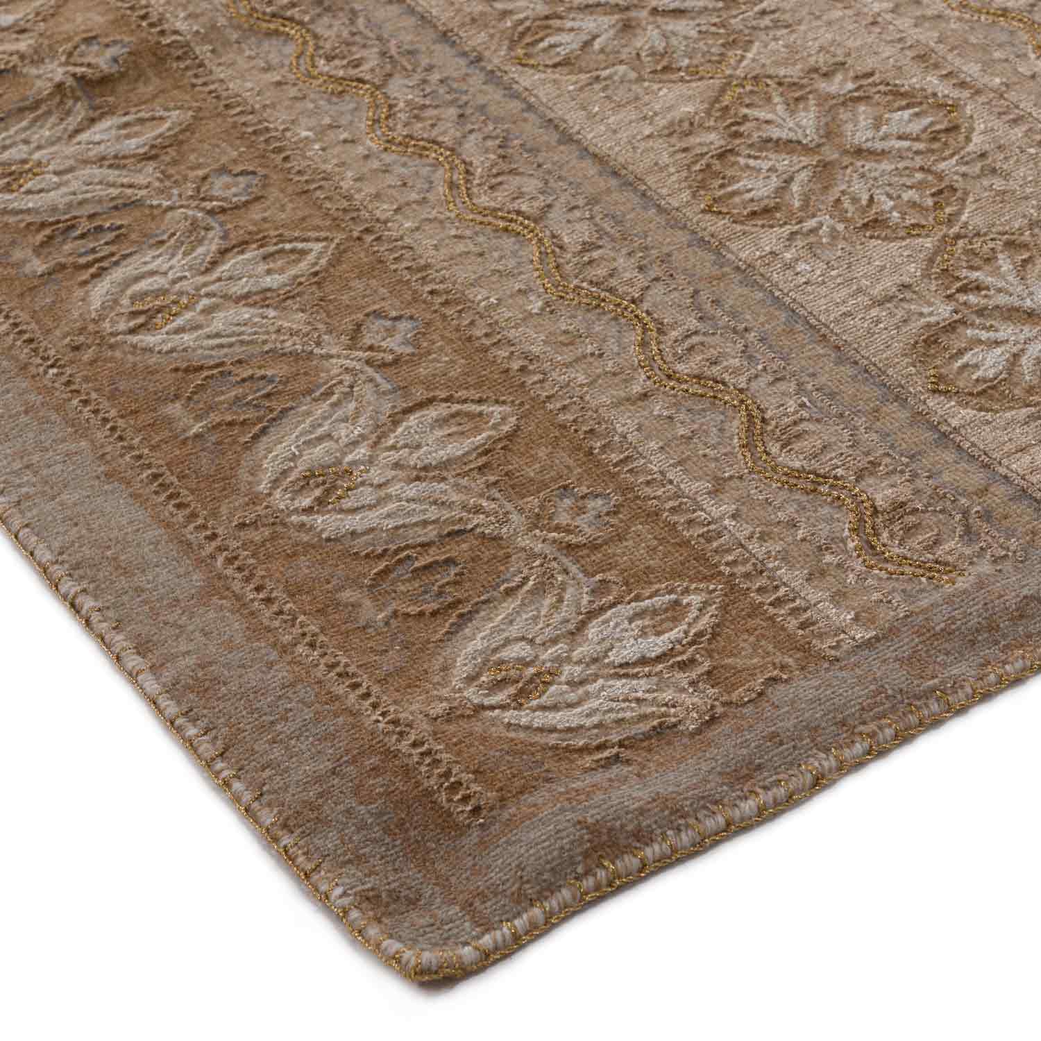 Sepia Hand Knotted Woollen Viscose And Silk Rug By Tarun Tahiliani