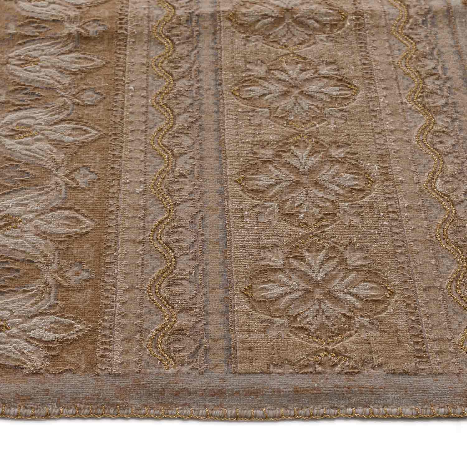 Sepia Hand Knotted Woollen Viscose And Silk Rug By Tarun Tahiliani