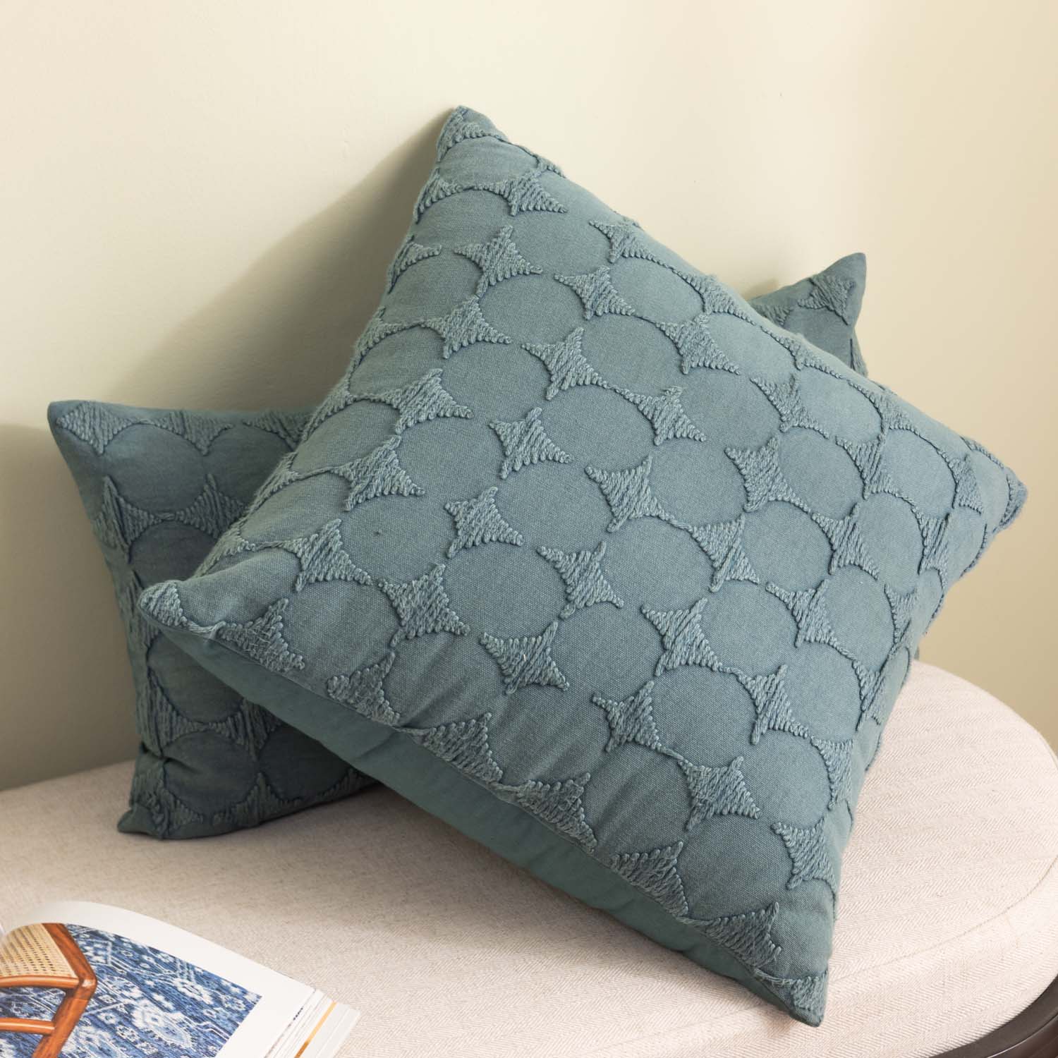 Cotton Embroidered Star-Light Cushion Cover