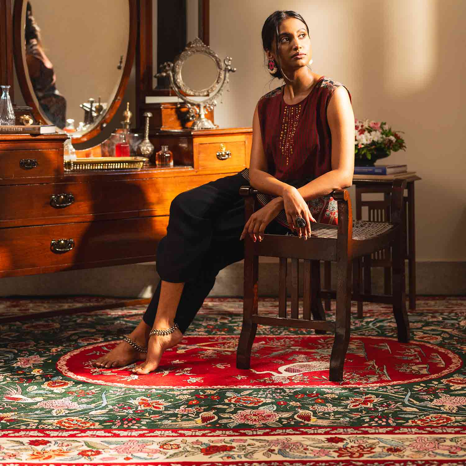 Safavid Hand Knotted Woollen And Silk Rug By Ashdeen