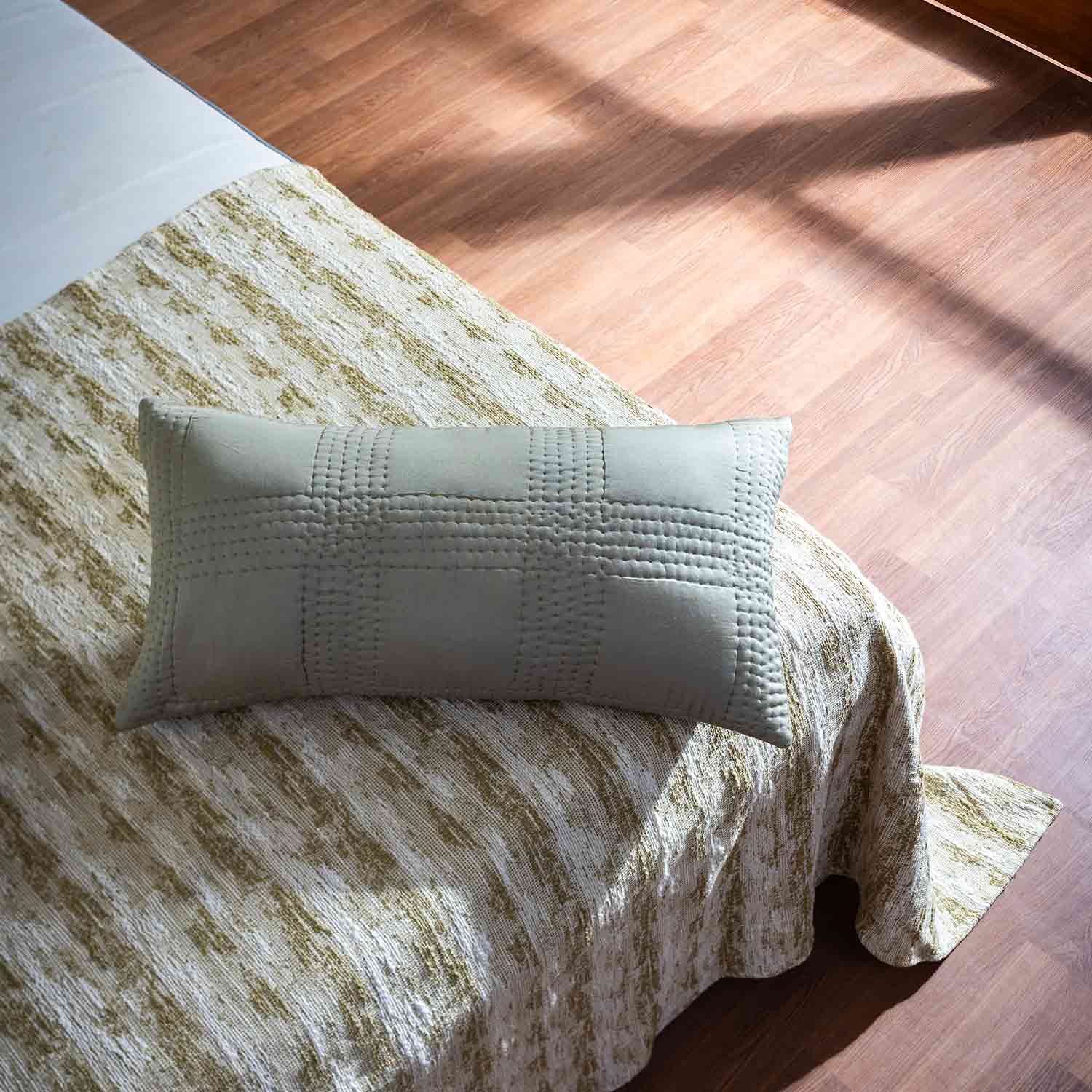 Handquilted Vegan Silk Quadra Lumbar Cushion Cover