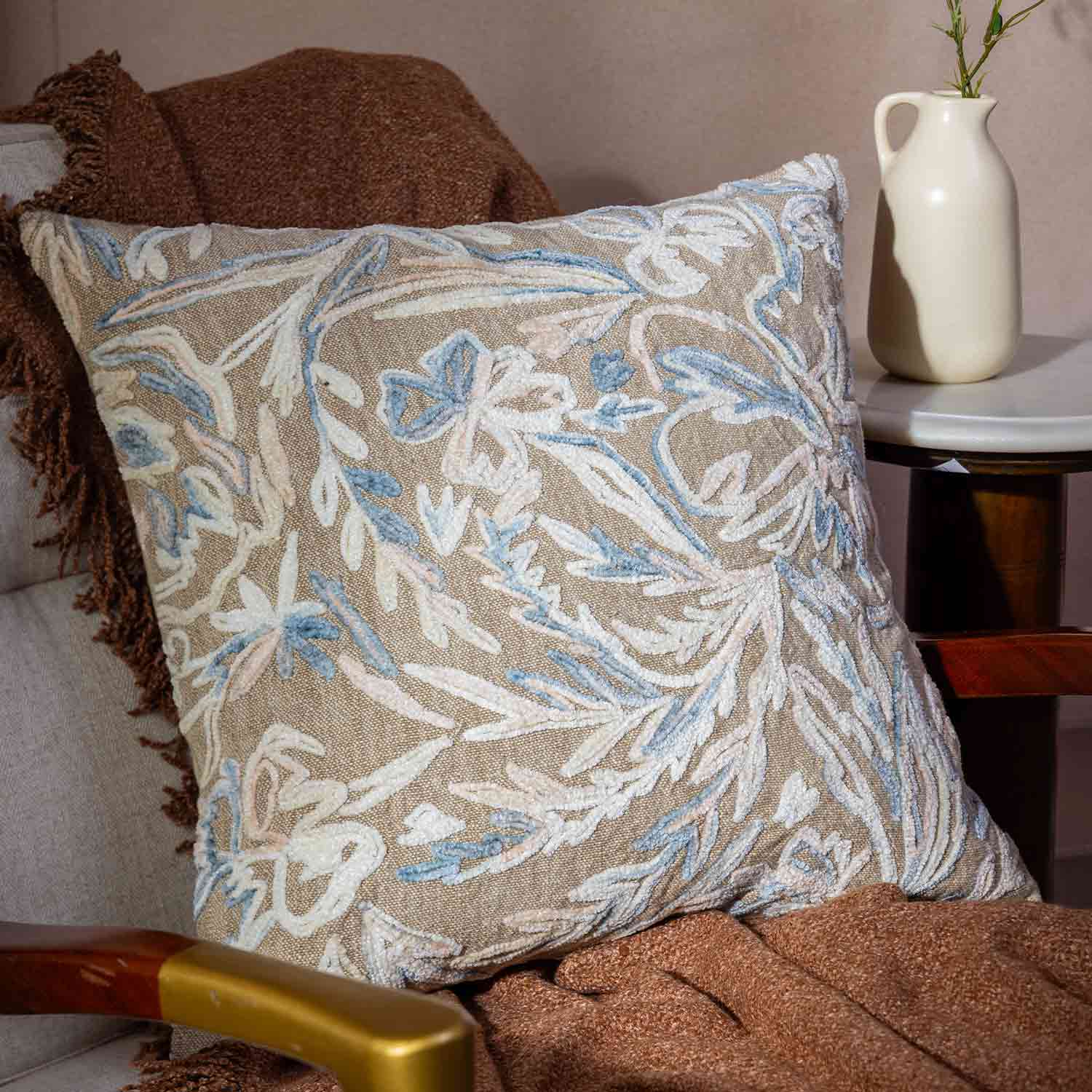 Cotton Embroidered Cinnabon Cushion Cover