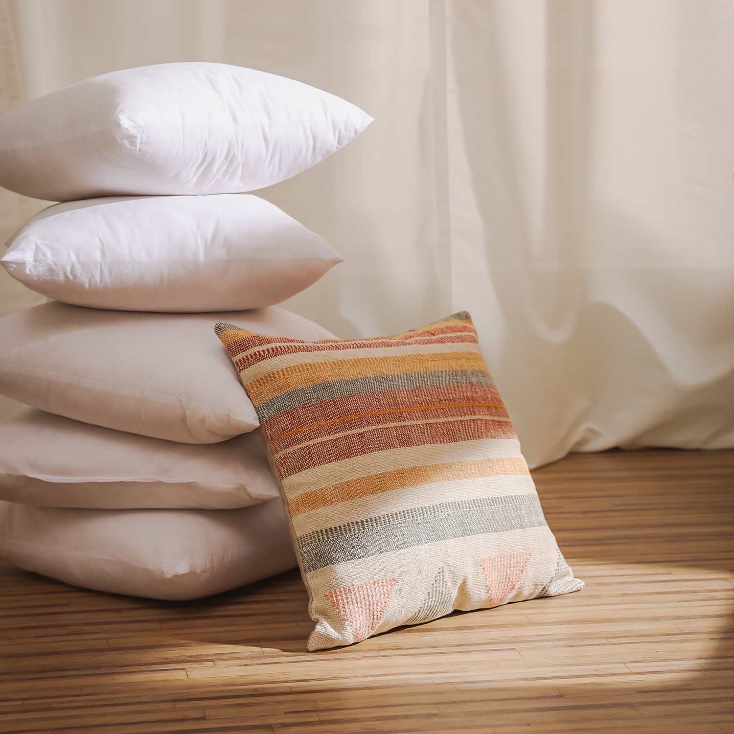 Nomadica Woven Stripes Cotton Chambray Cushion Cover