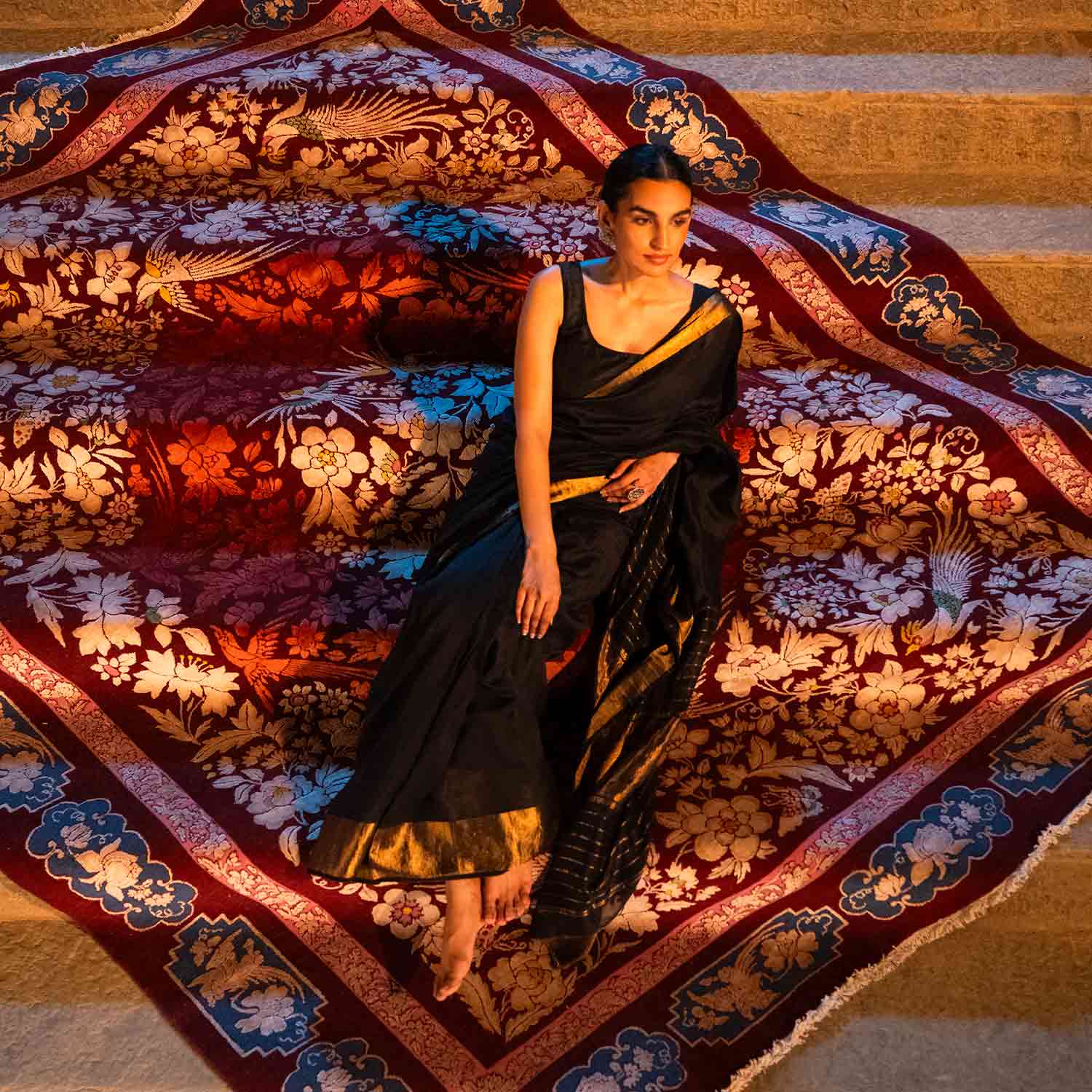 Arabesque Hand Knotted Woollen And Silk Rug By Ashdeen