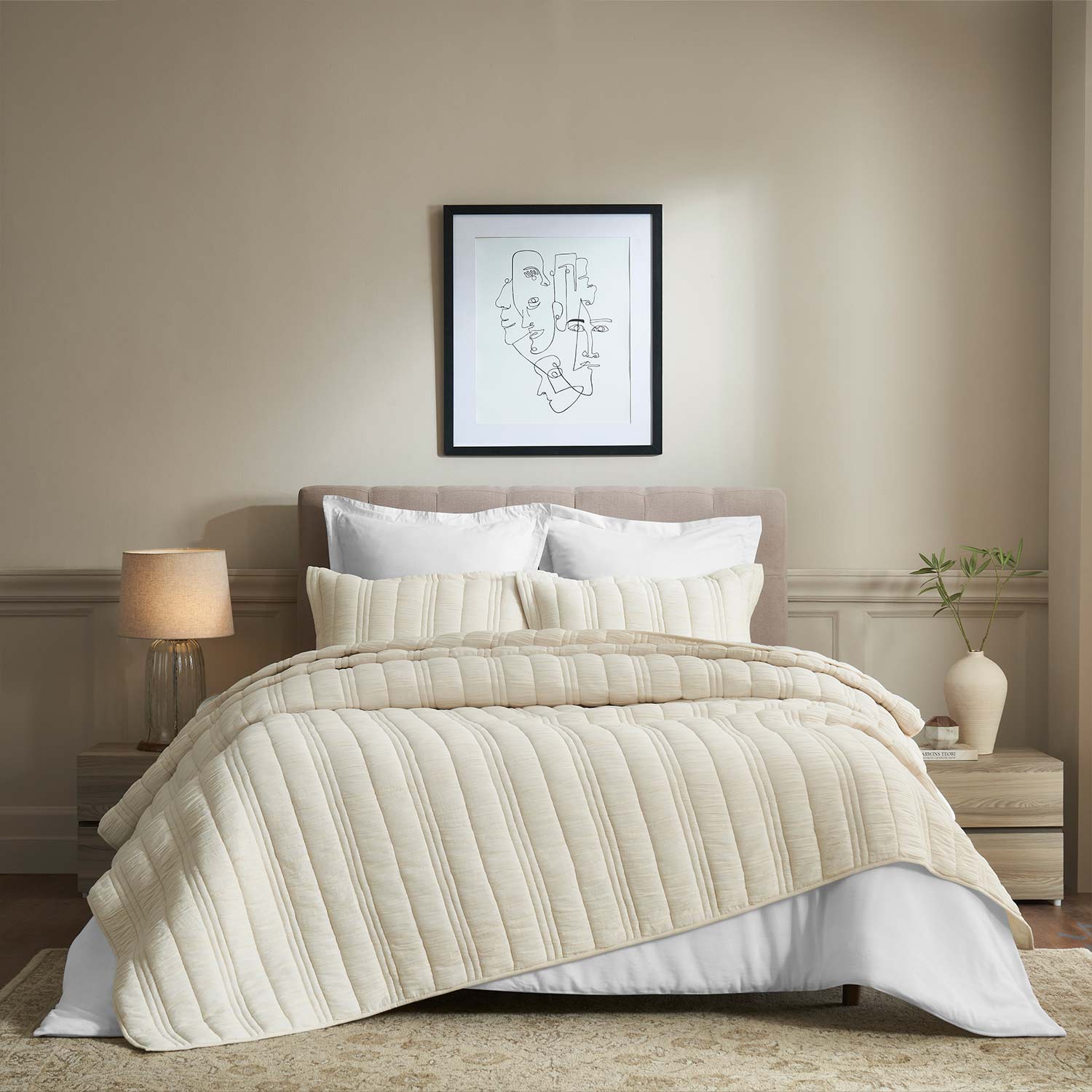 Voile Hand-Ruched Pleated Cotton Bed Cover Set