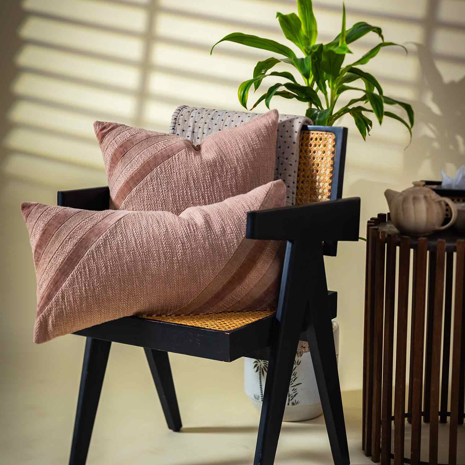 Cotton textured Savira Lumbar Cushion Cover