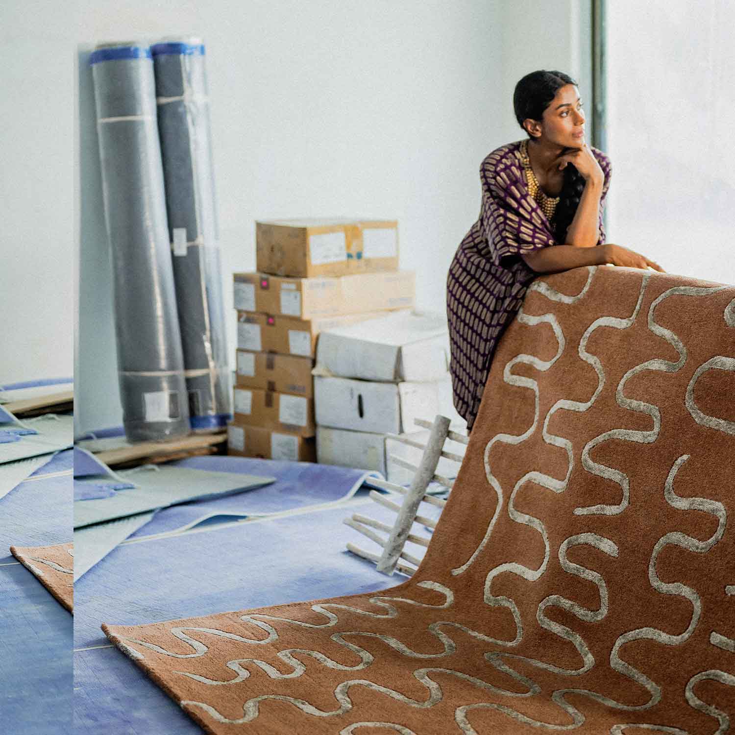 Roux Hand Tufted Woollen And Viscose Rug