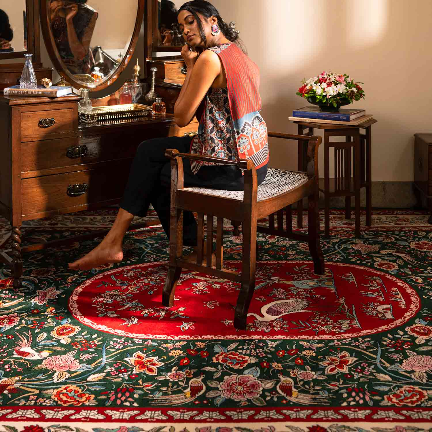 Safavid Hand Knotted Woollen And Silk Rug By Ashdeen