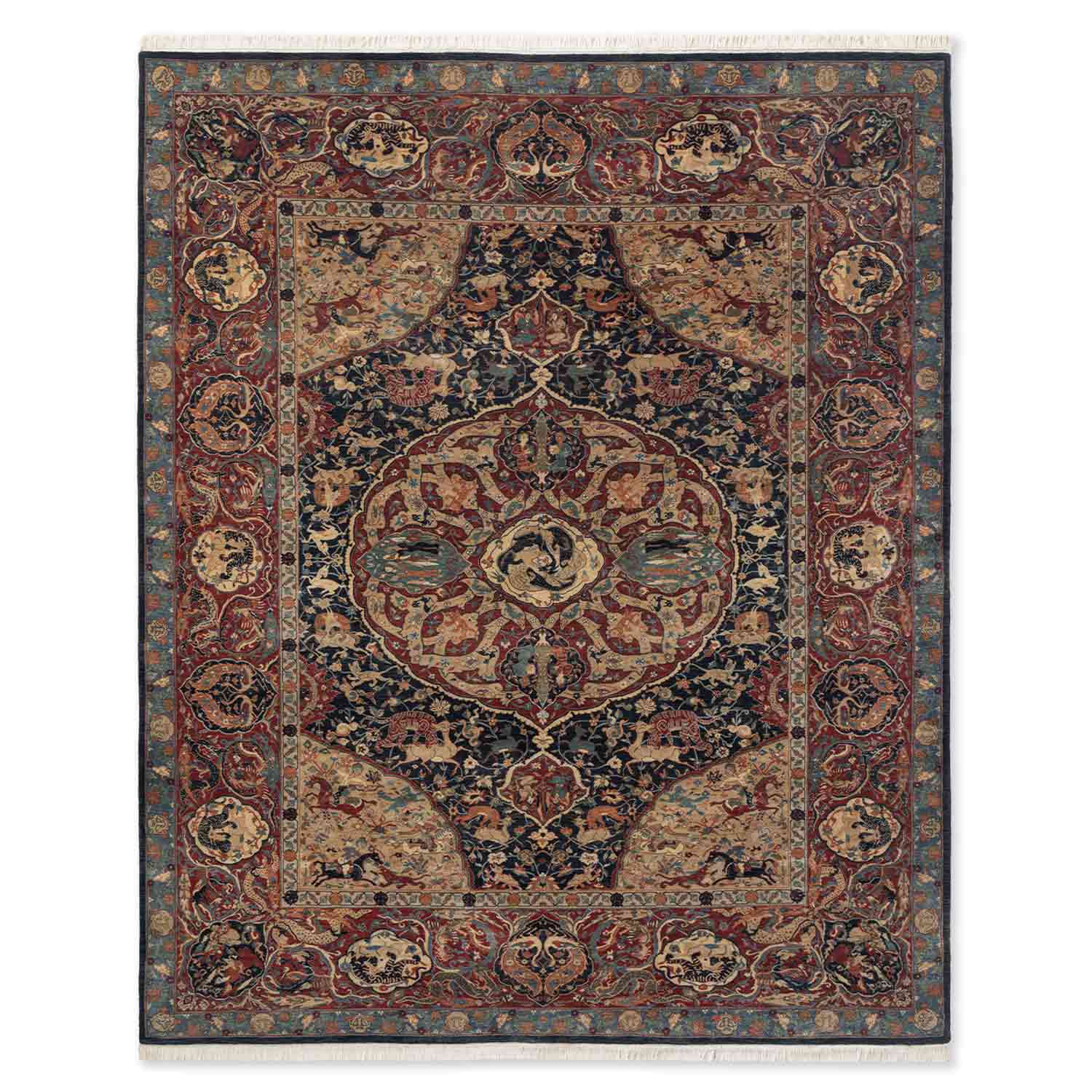 Hunting-X Hand Knotted Woollen Rug