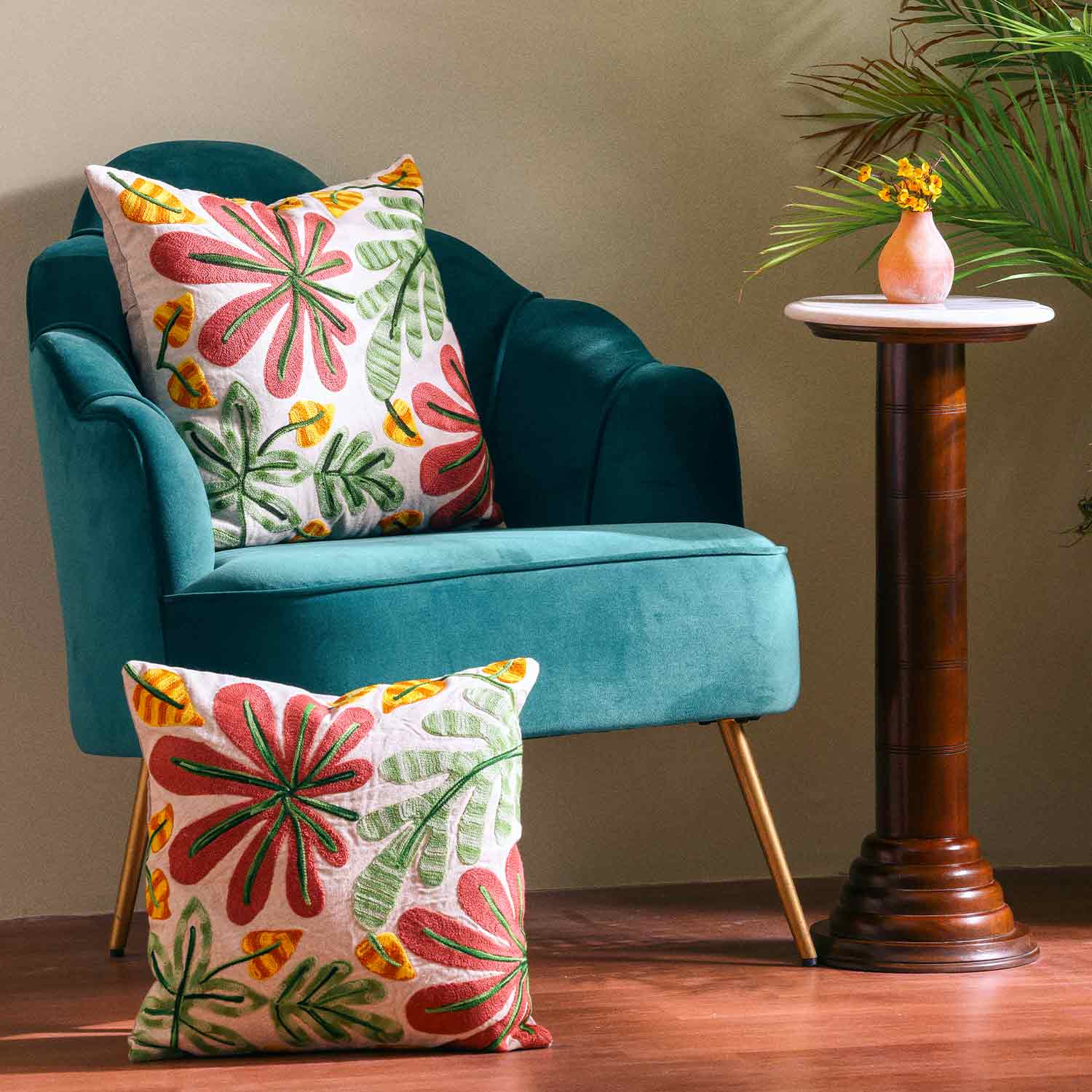 Anna Embroidered Cotton Flex Cushion Cover