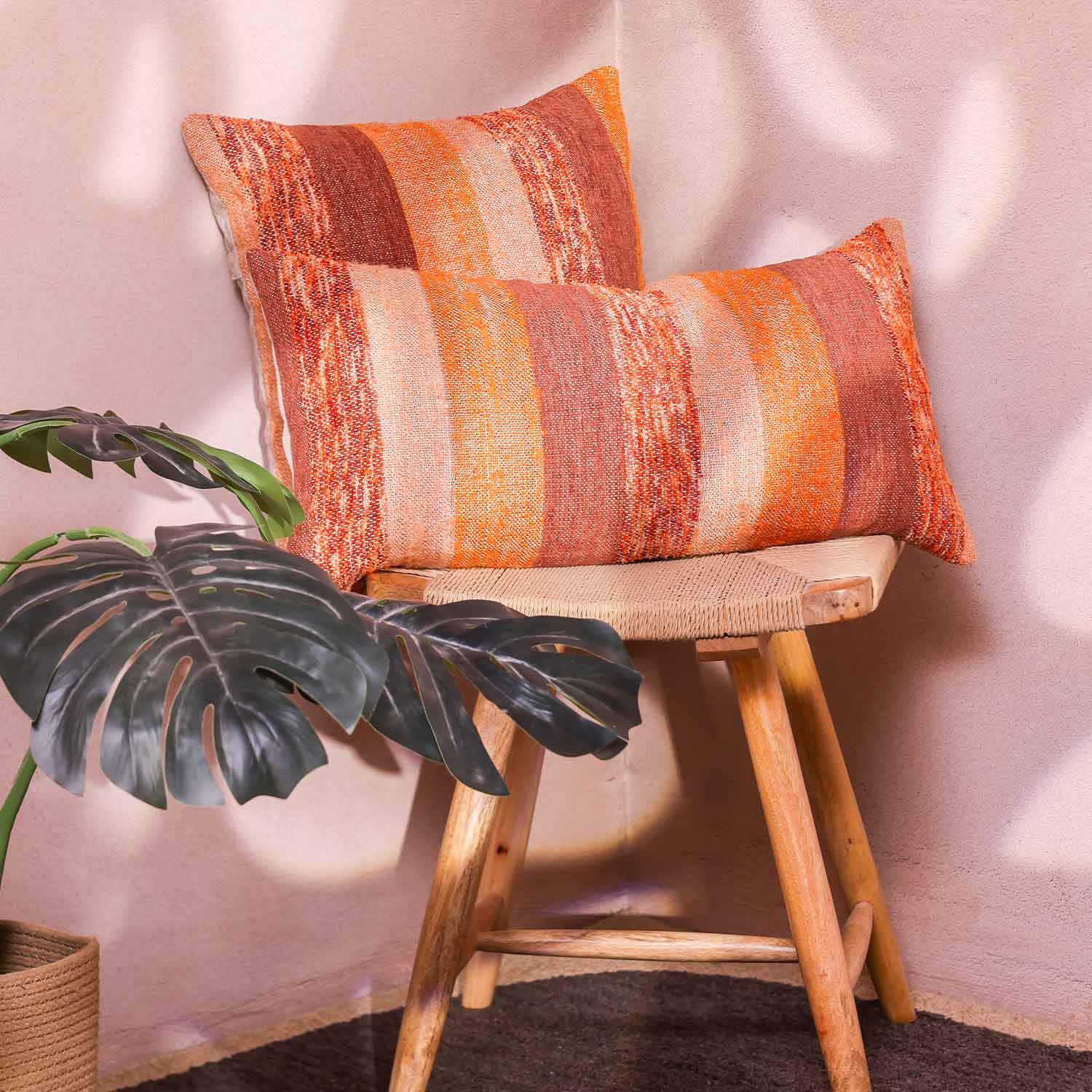 Sunset Woven Chambray Cotton Lumbar Cushion Cover