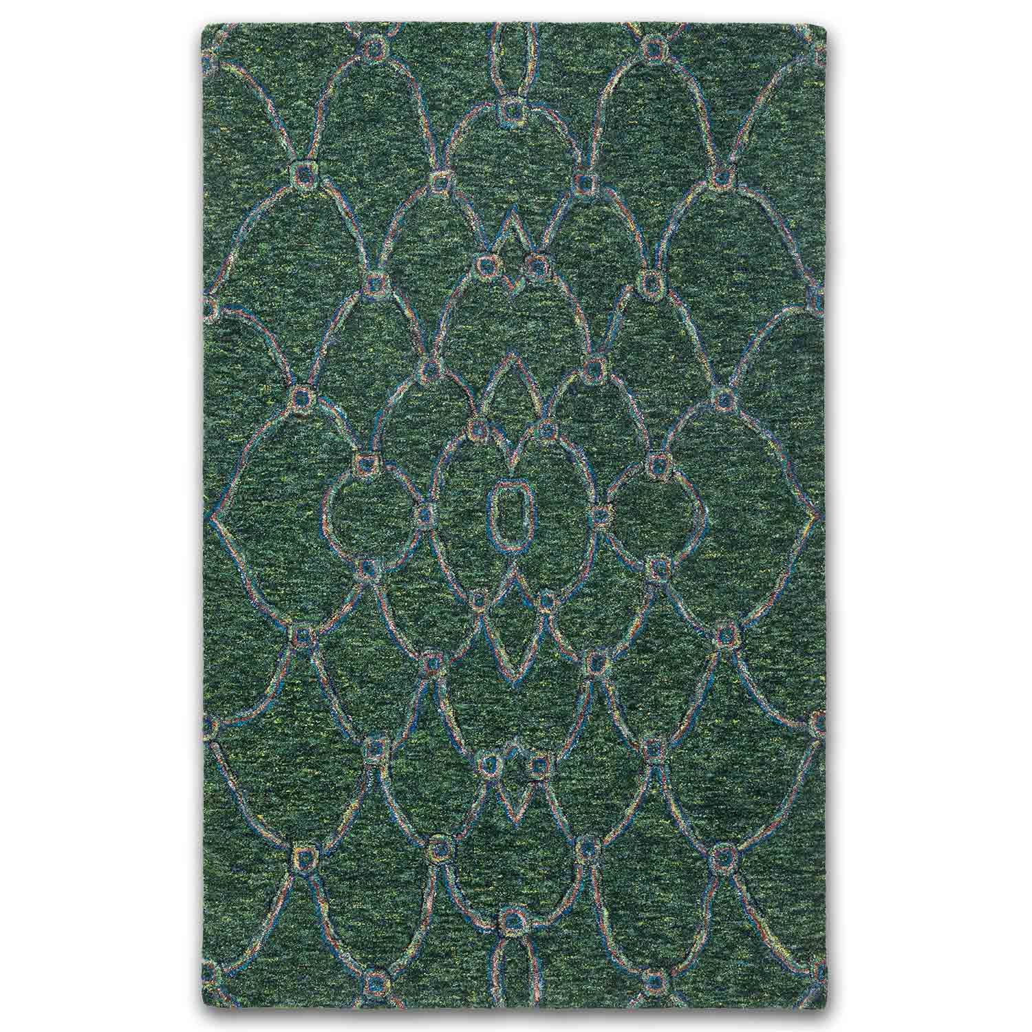 Giusta Peacock Colour Hand Tufted Woollen Rug By Mariella Ienna