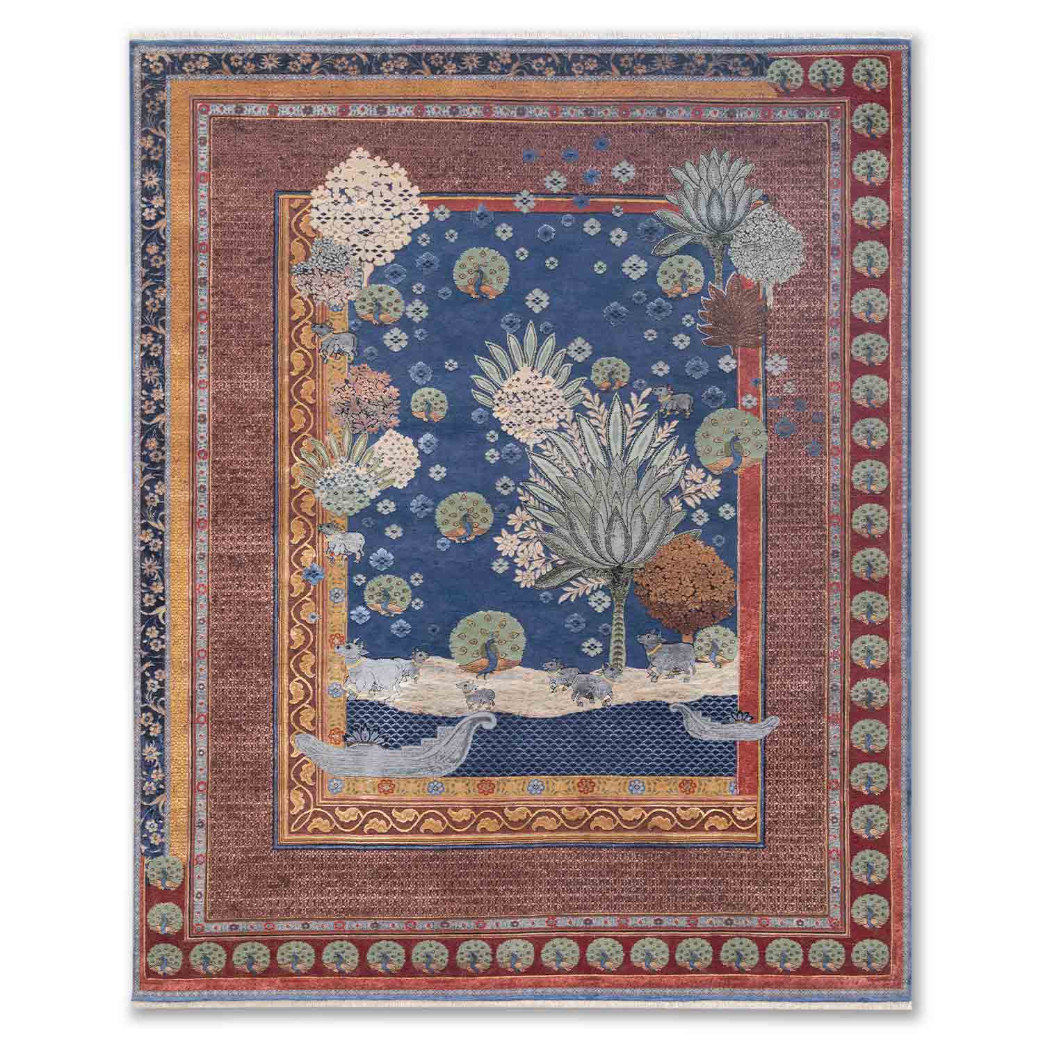 Nisha Kaleen Hand Knotted Woollen Viscose And Silk Rug By Tarun Tahiliani