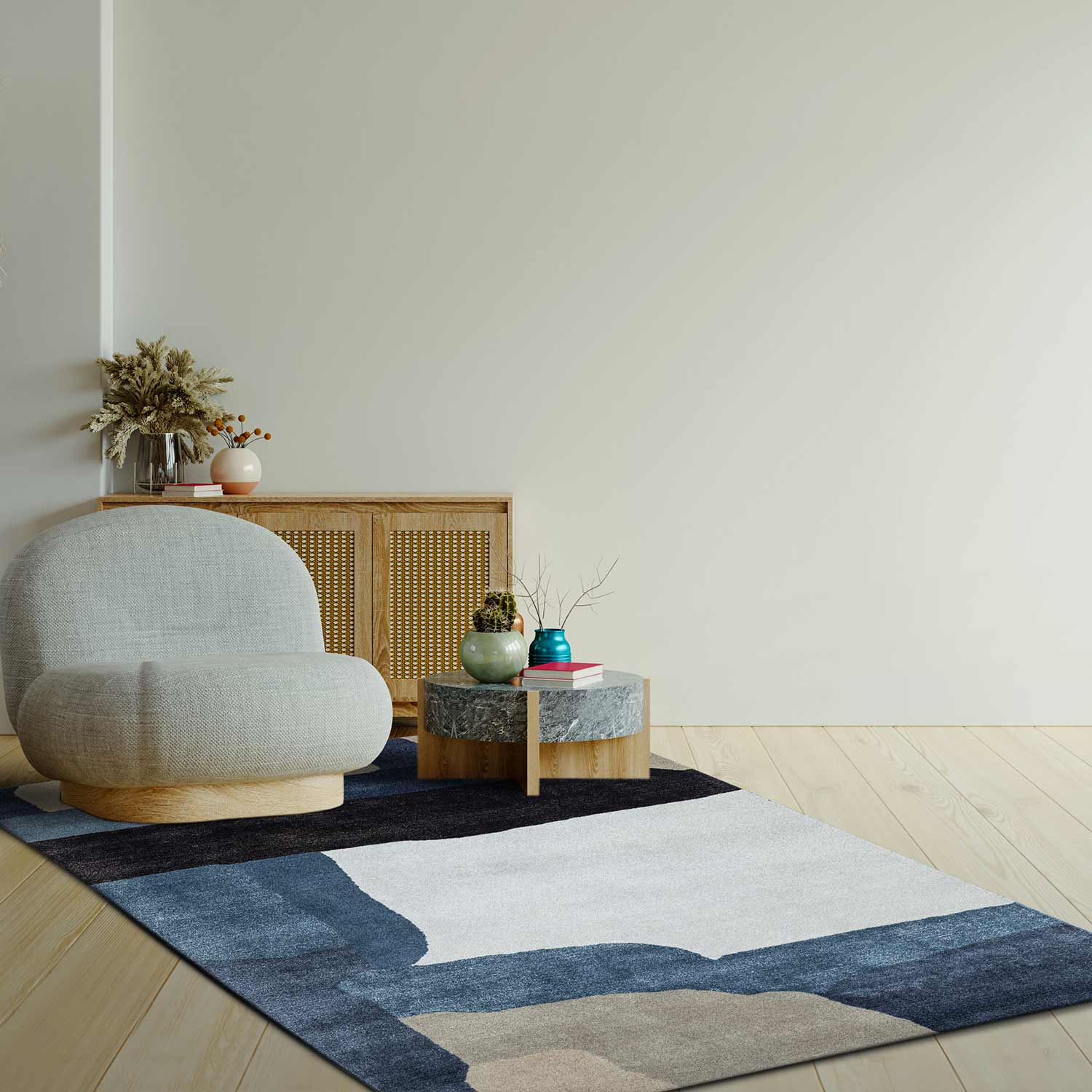 Abstract Hand Tufted Woollen And Viscose Rug