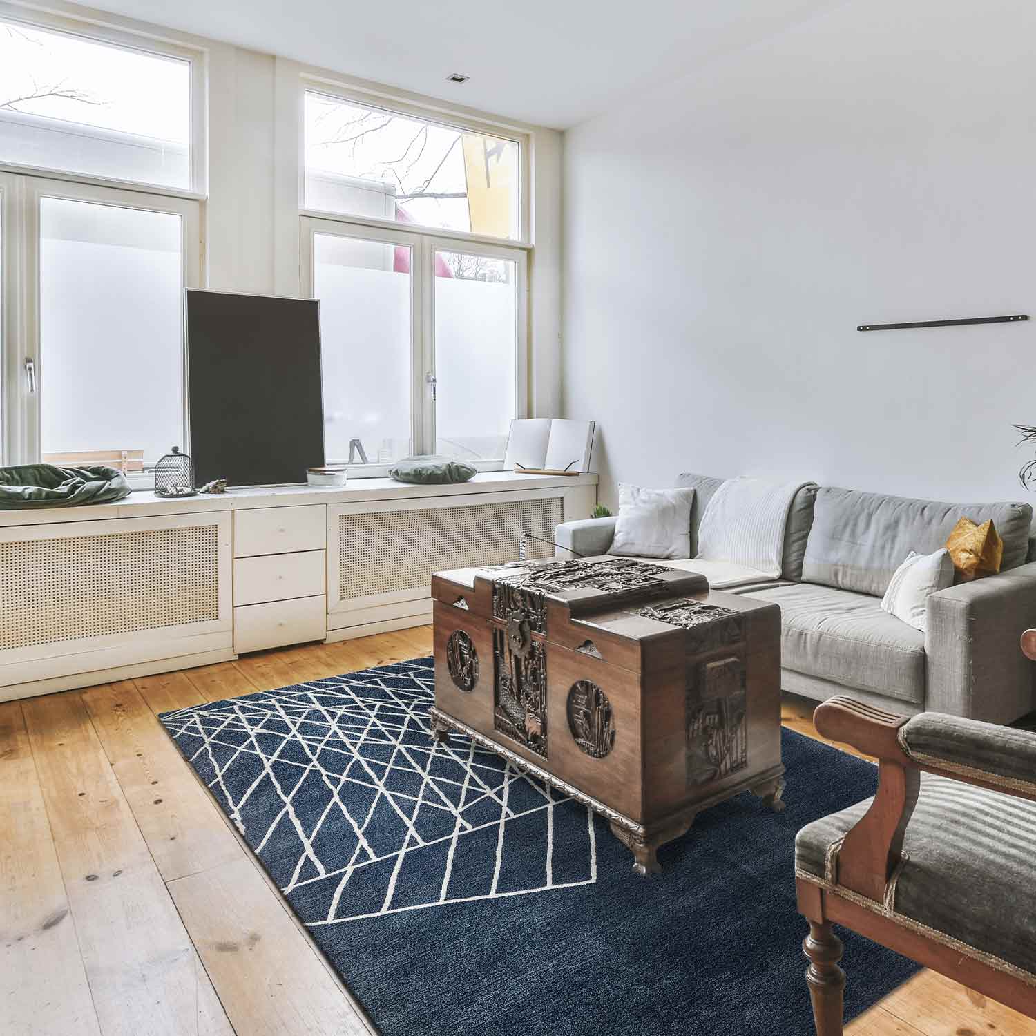 Geometric Motion Hand Tufted Woollen And Viscose Rug By Shripal Munshi