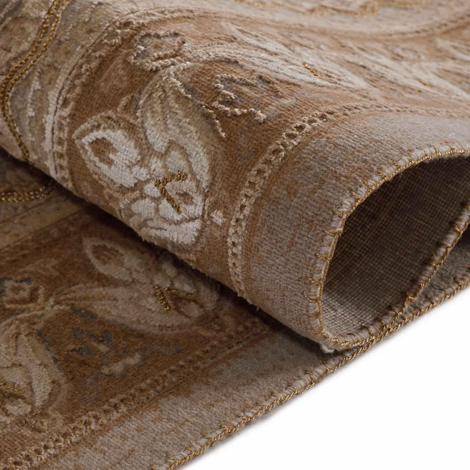 Sepia Hand Knotted Woollen Viscose And Silk Rug By Tarun Tahiliani