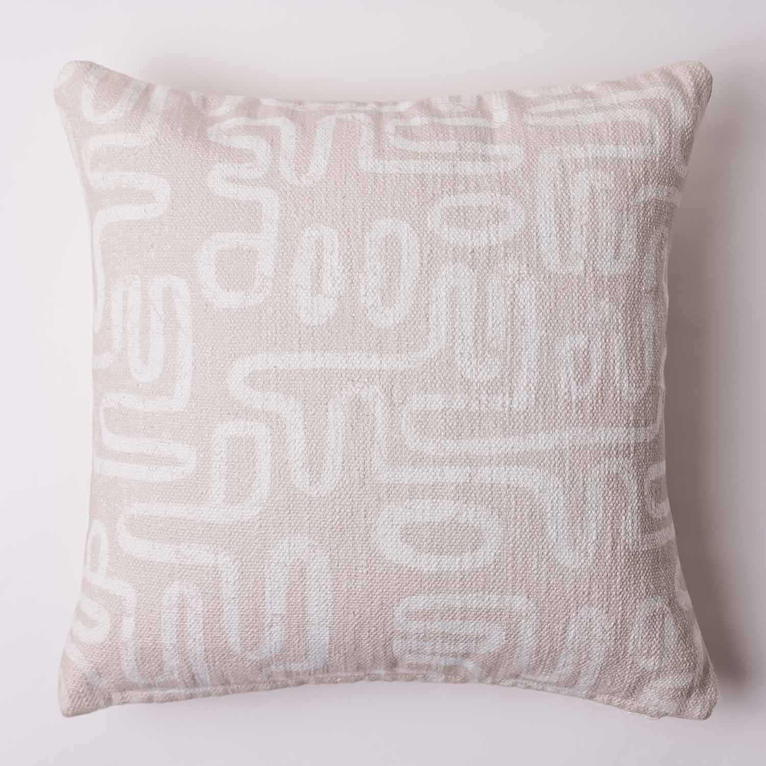 A-Maze Beige Digital Printed Cotton Cushion Cover