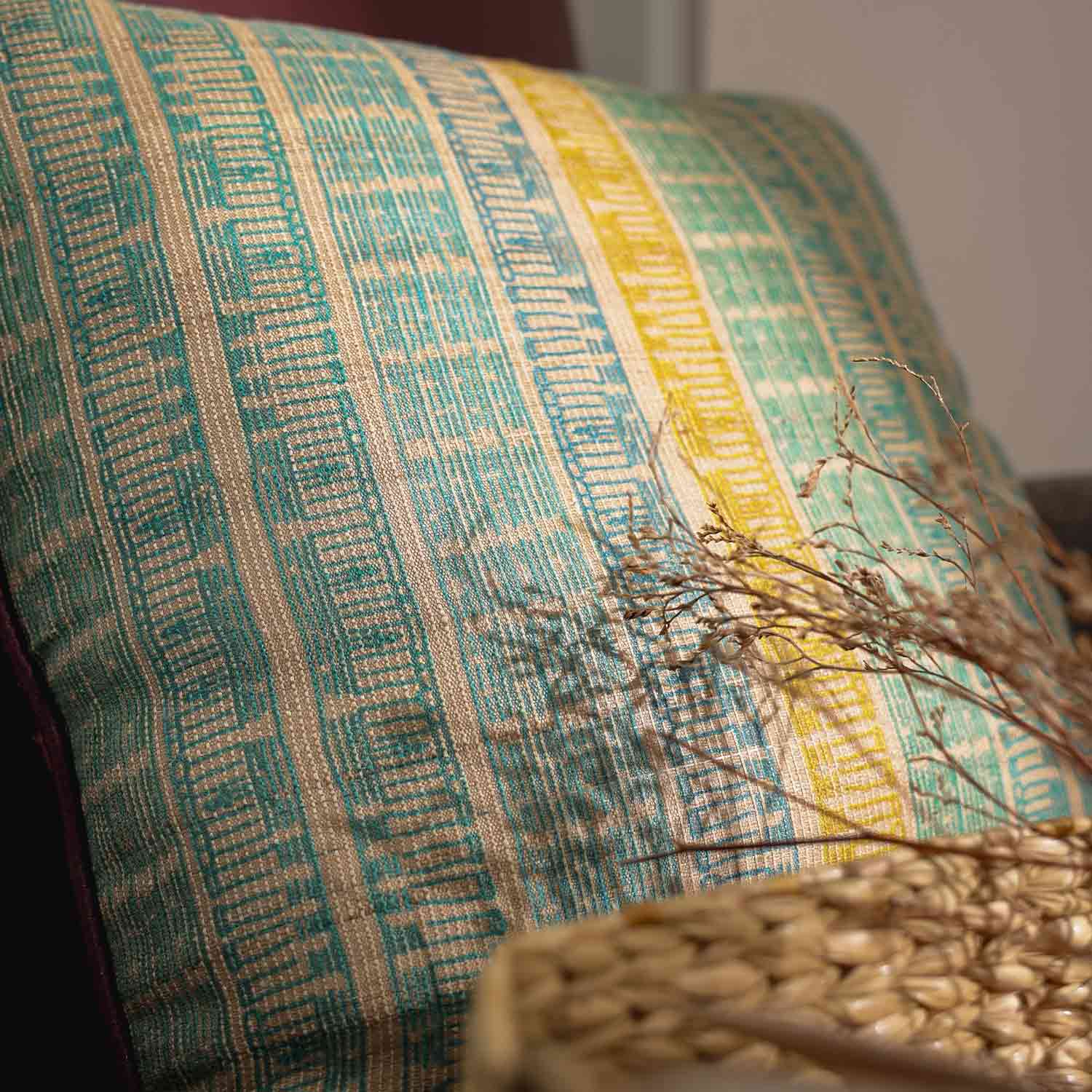 Mezzara Tassar Silk Digital Printed Cushion Cover By Mariella Ienna