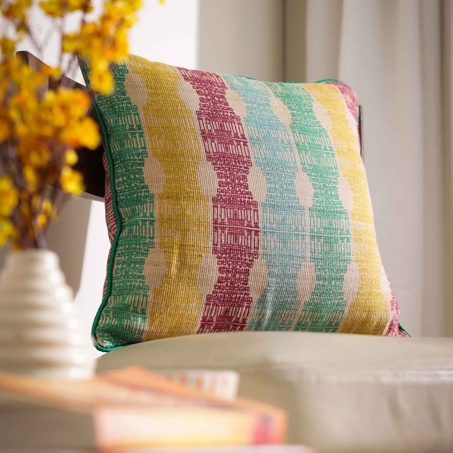Divano Tassar Silk Digital Printed Cushion Cover By Mariella Ienna