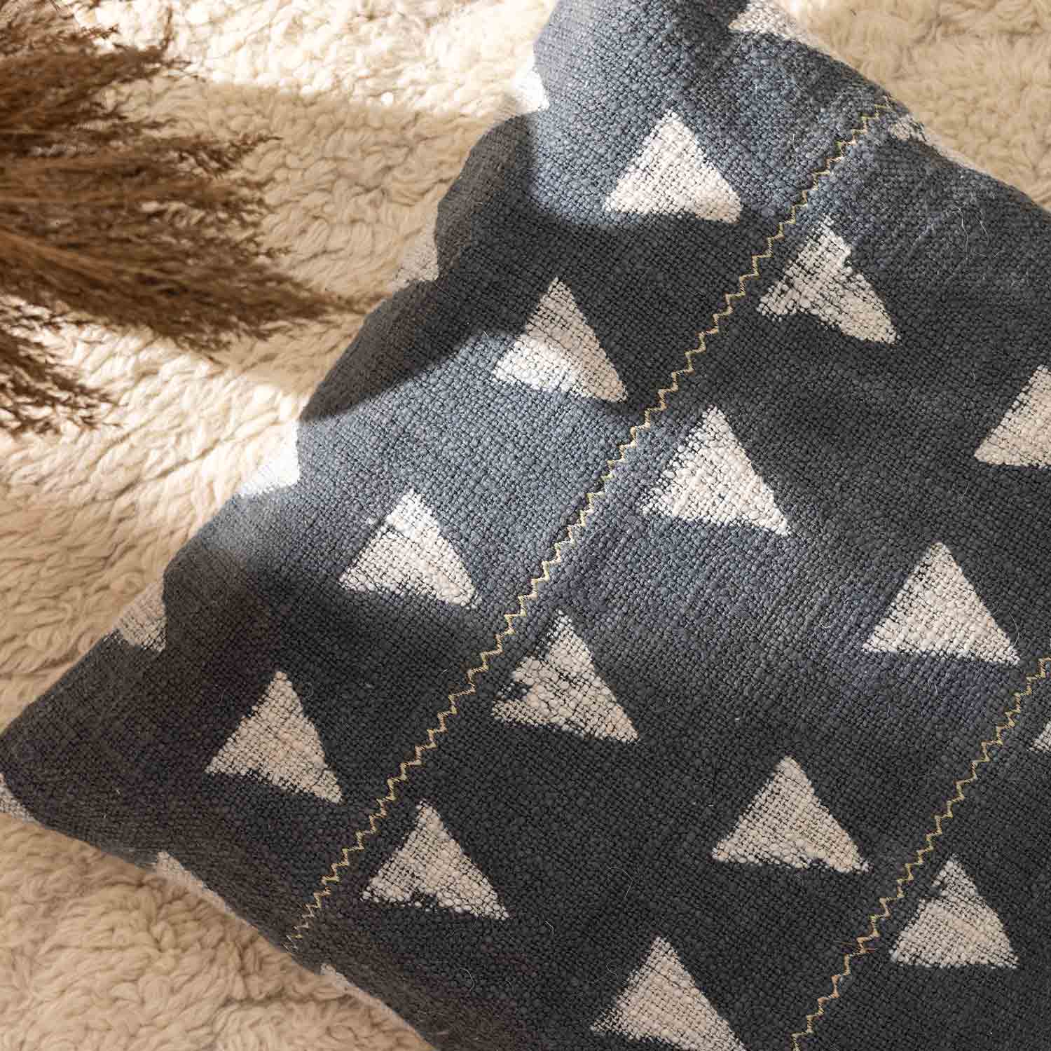 Neela Block Printed Cotton Slub Cushion Cover