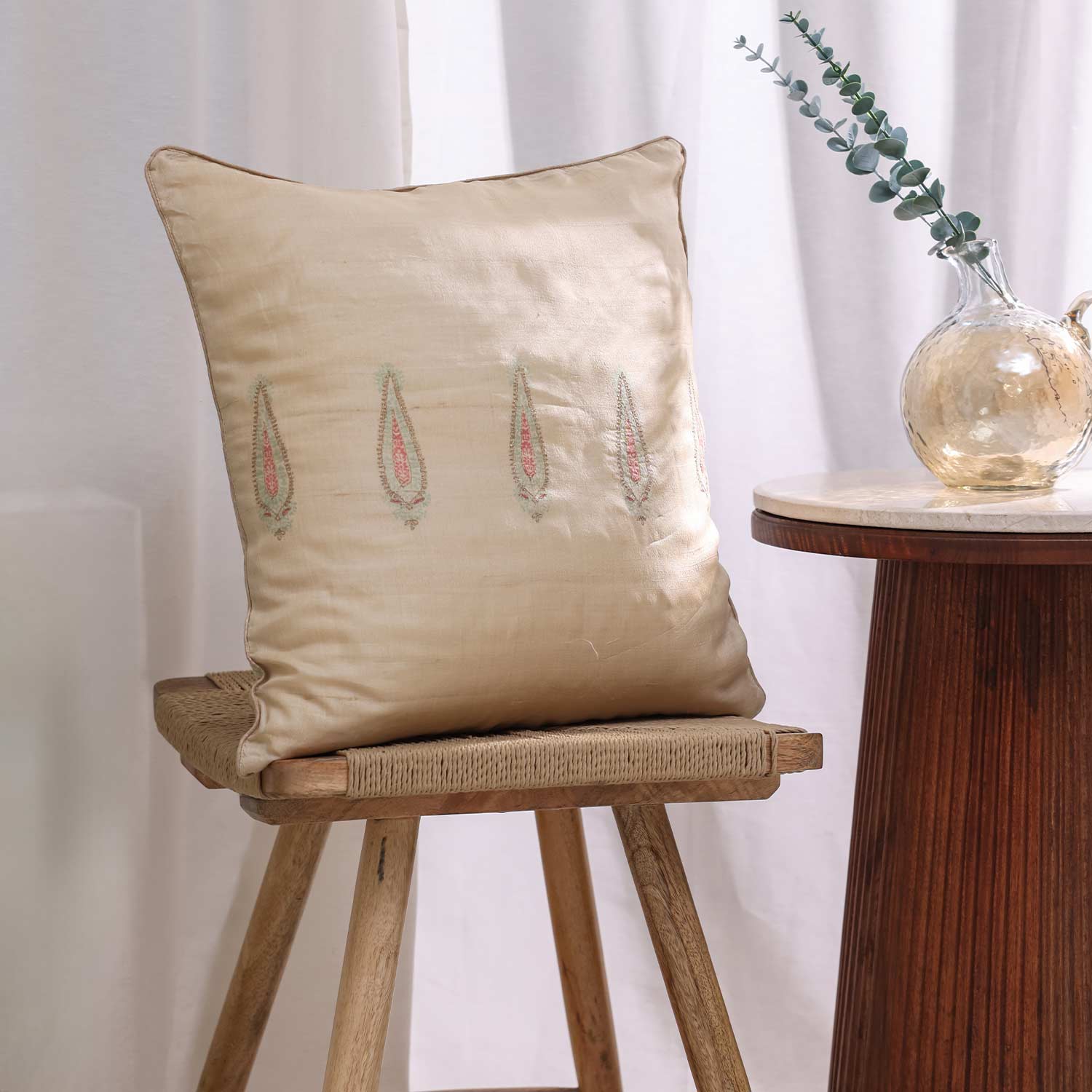 Raqeeb Silk Block Printed Cushion Cover