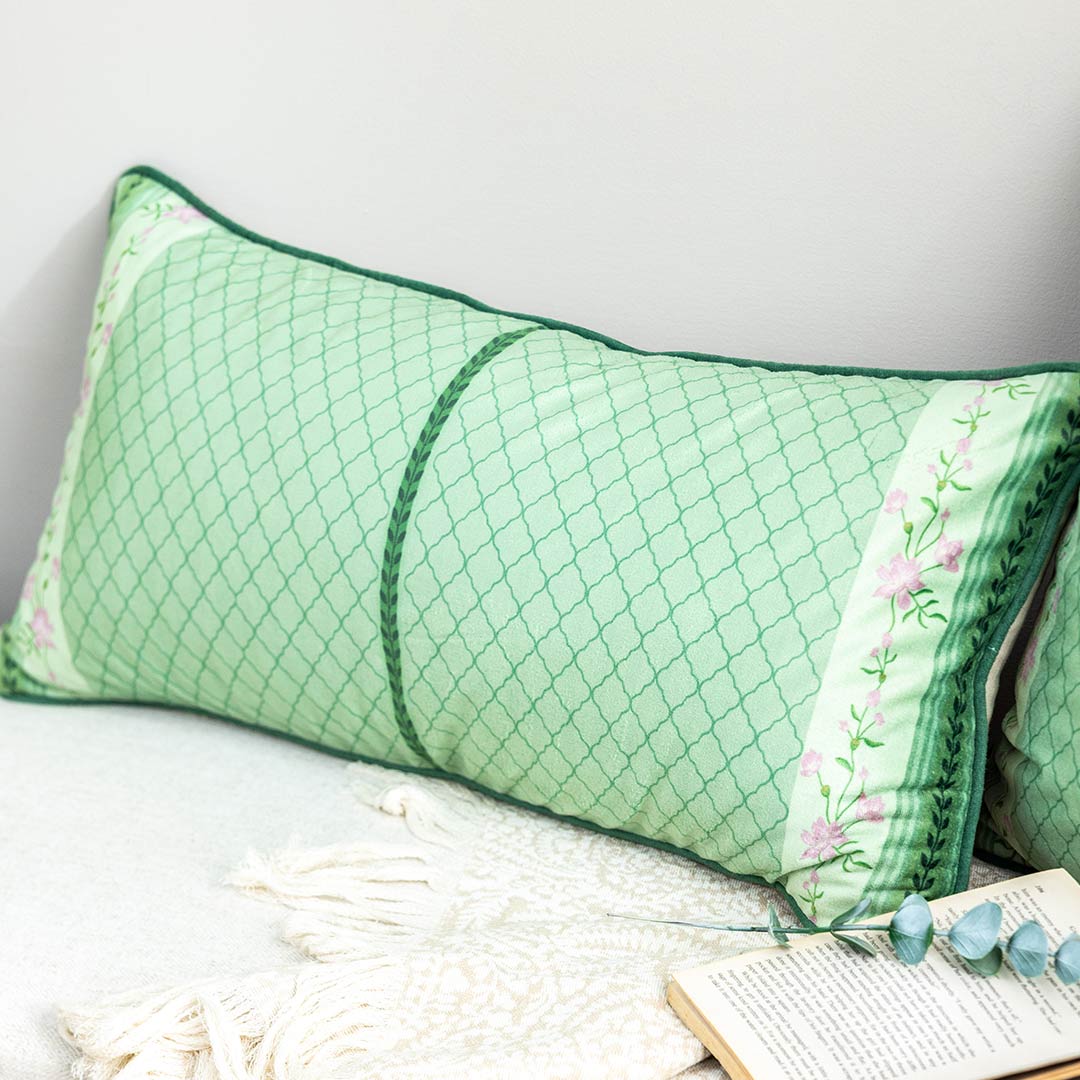 Indigo Mist Digital Printed Cotton Lumber Cushion Cover