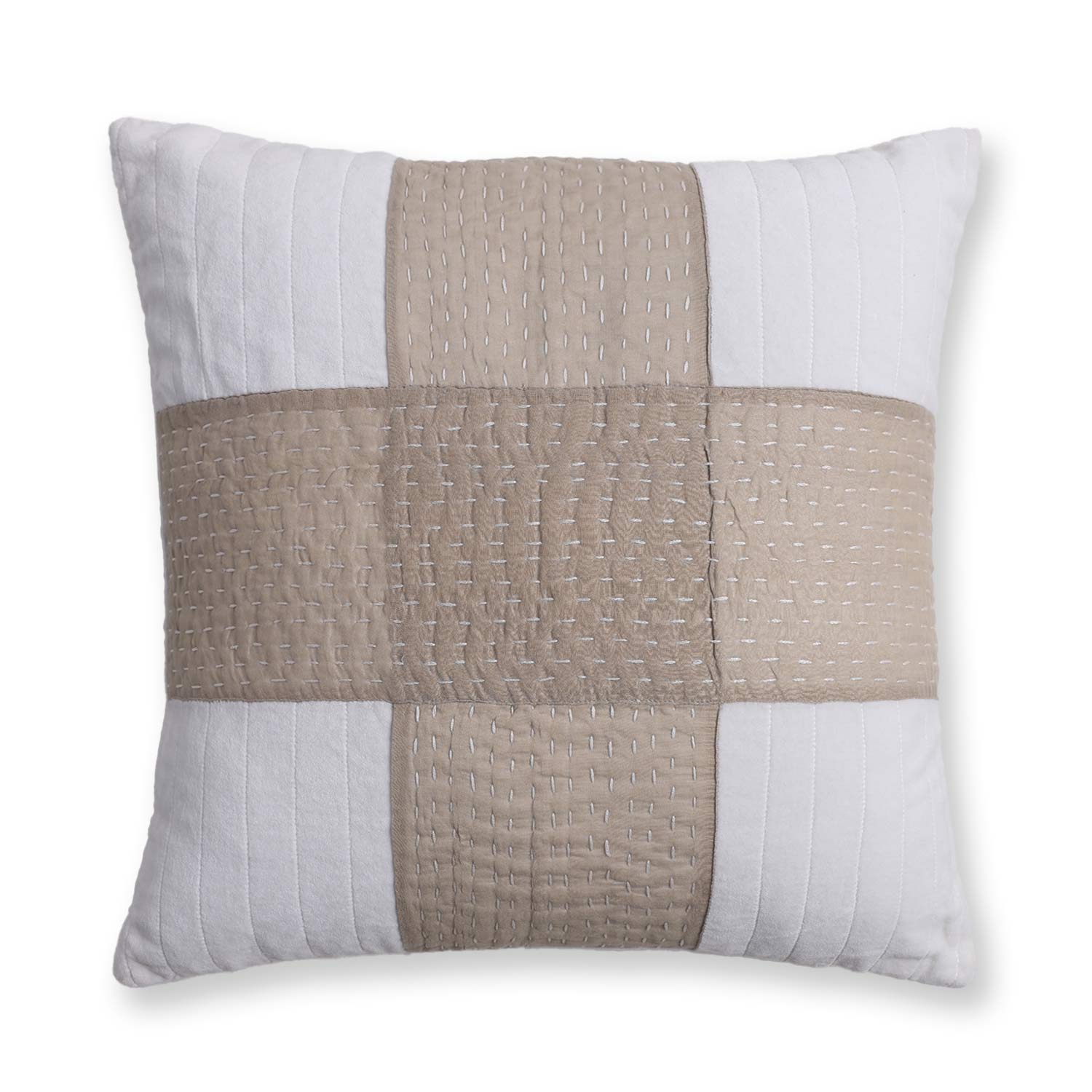 Quilted Cushion Cover With Kantha Stitch Patchwork By Abhram and Thakore