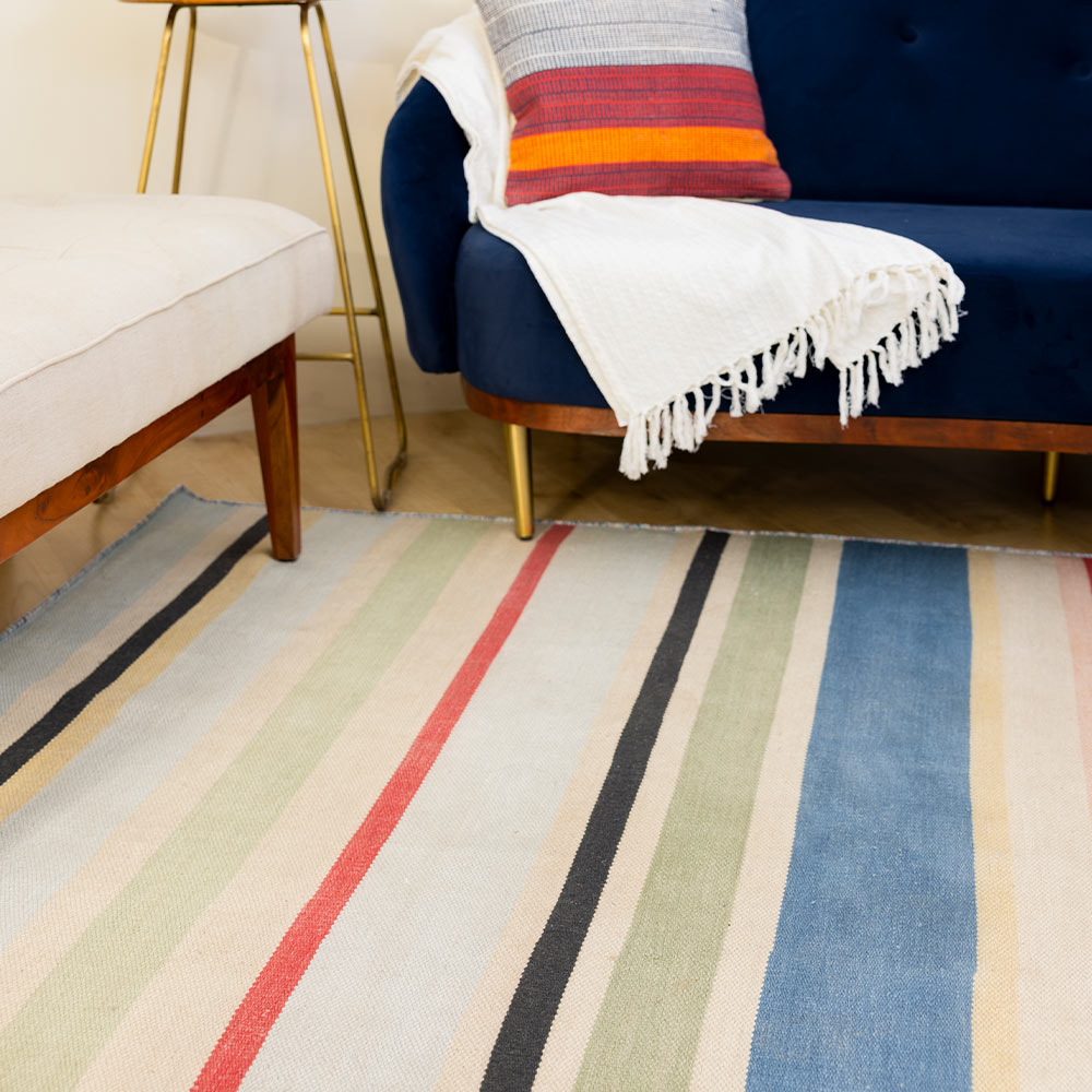 Stripe Hand Woven Jute Dhurrie