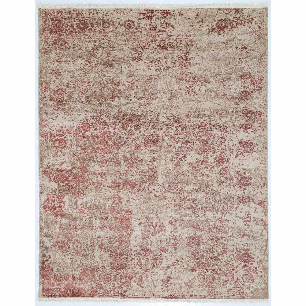 Rose Hand Knotted Woollen and Viscose Rug